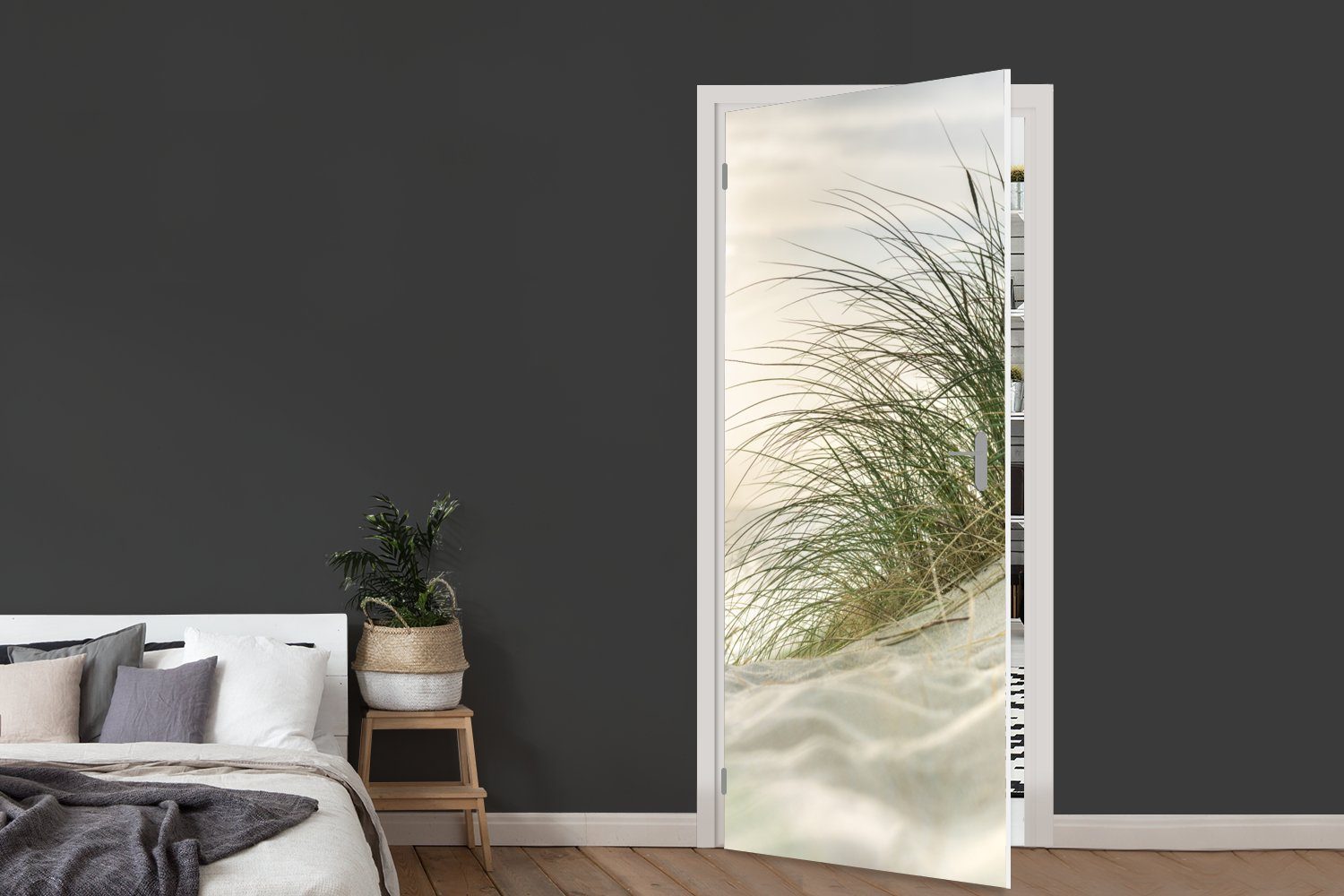 MuchoWow Türtapete Dünen mit Strandhafer in der Sonne des Nationalparks Schleswig-Holstei, Matt, bedruckt, (1 St), Selbstklebende Tapete, Folie für Möbel, 75x20 – Bild 5 von 5