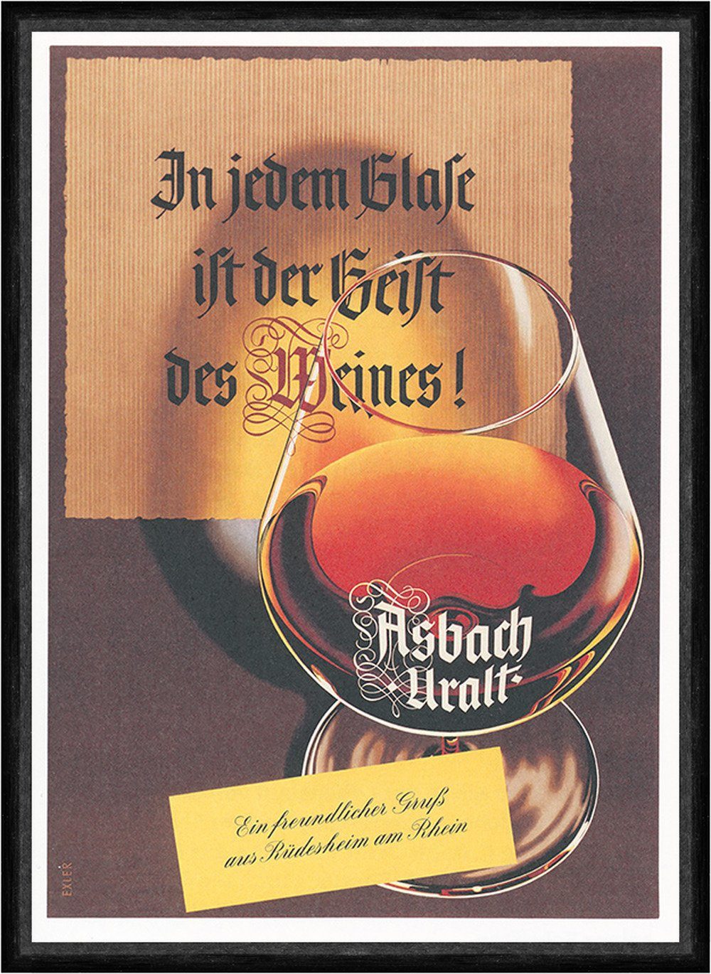 Kunstdruck Asbach Uralt Weinbrand Rhein Rüdesheim Werbung Glas Kunstdruck Faks_We, (1 St)