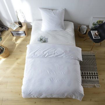 Bettwäsche Weiß Bettwäsche, KEAYOO, 2 teilig, Baumwolle, Mit Reißverschluss, Weiß Bettwäsche, weich und Hautfreundlich