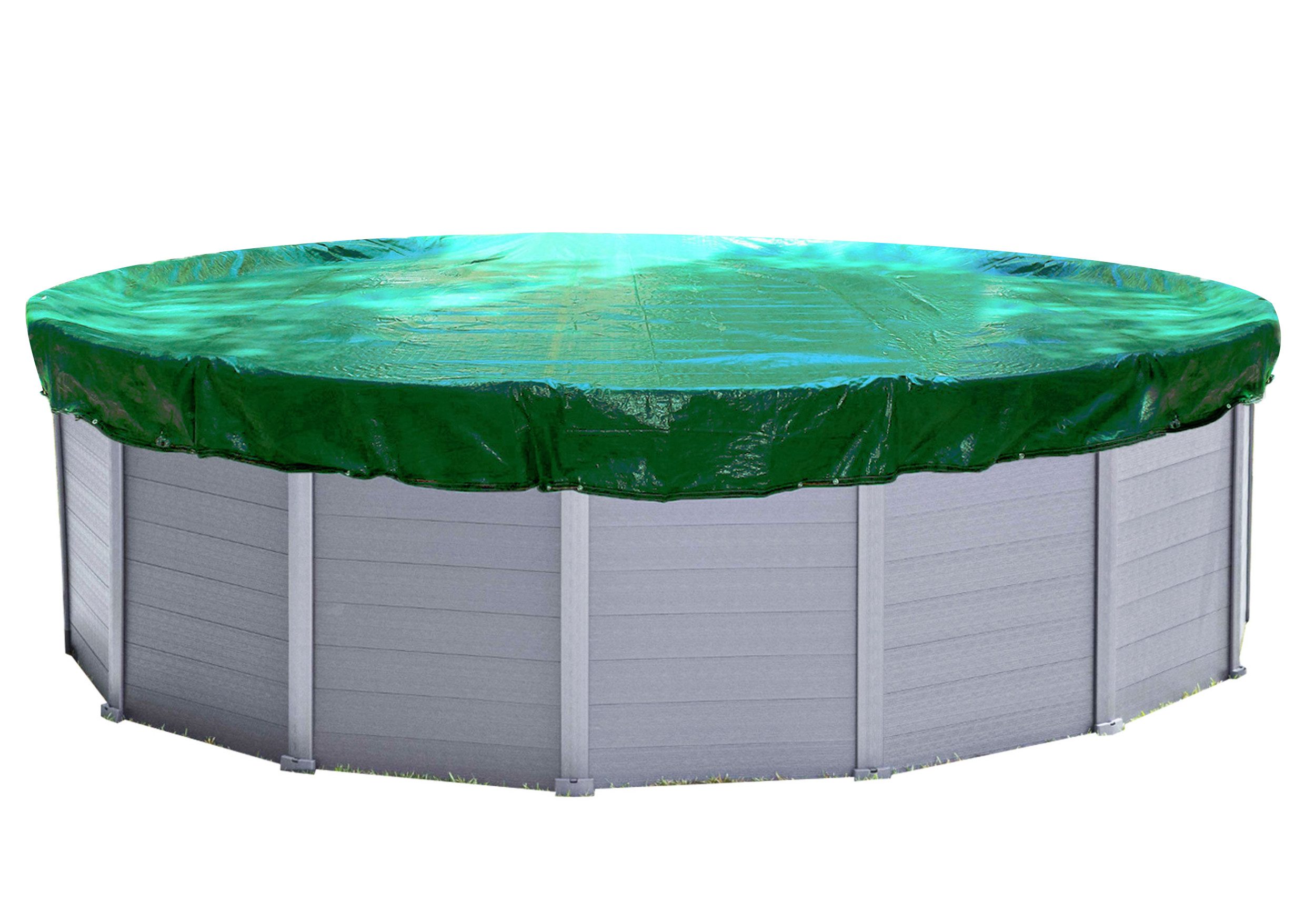 Quick Star Pool-Abdeckplane Sommer & Winter Poolabdeckung 200 g/m² PE (Rund, Grün, ⌀ 420 cm), Beidseitig beschichtet, Gewebeverstärkt, UV-Resistent