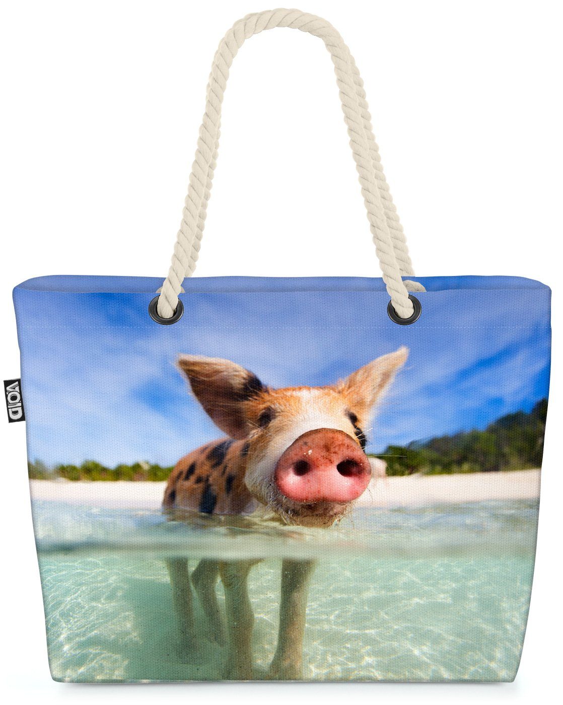 VOID Strandtasche (1-tlg), Land Farmer Zoo Bag Schweinchen Tiere Bauernhof Bauern Strand Schweine Beach