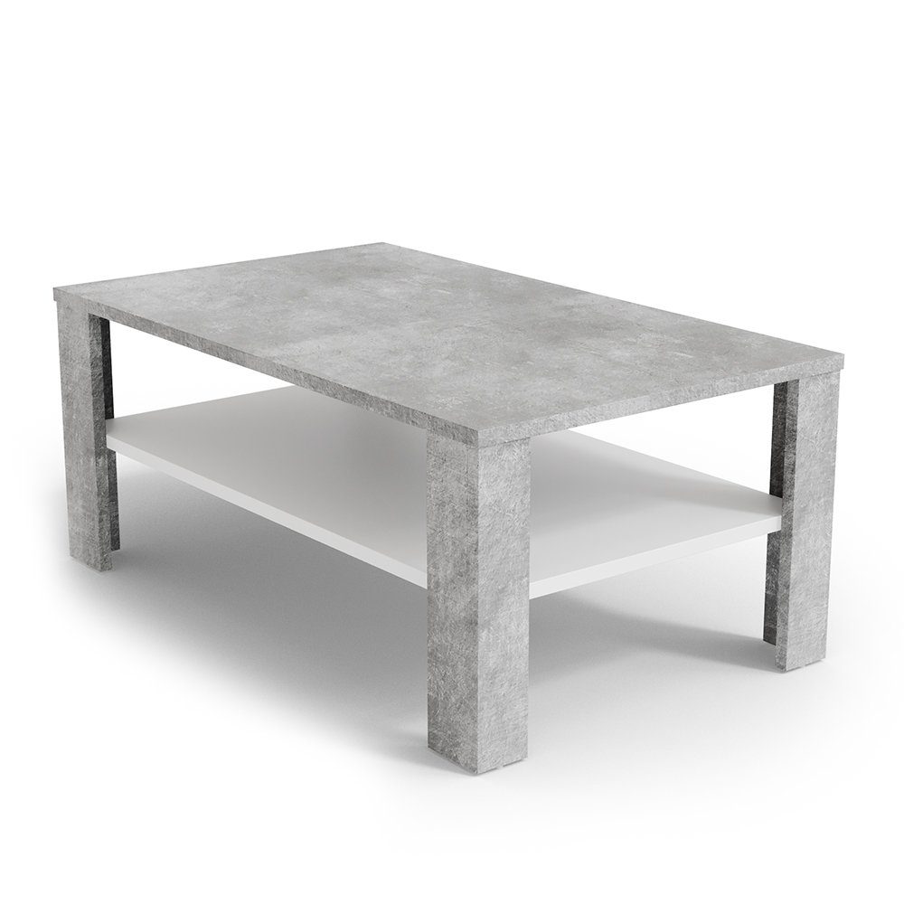 Vicco Couchtisch, Beton/Weiß, 100 x 60 günstig online kaufen