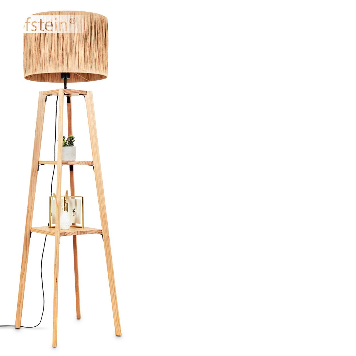 Stehlampe Stehlampe aus Holz/Bast in Naturfarben