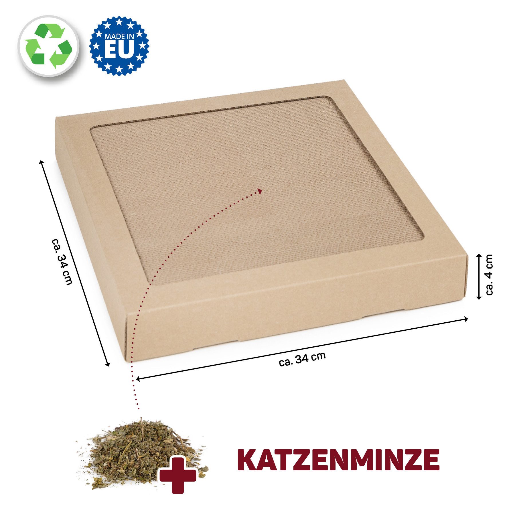 Canadian Cat Company Tier-Intelligenzspielzeug Kratzpappe, Kratzbrett für Katzen, TOM, Kratzkarton zum Krallenwetzen für Katzen, ca. 34 x 34 x 4 cm