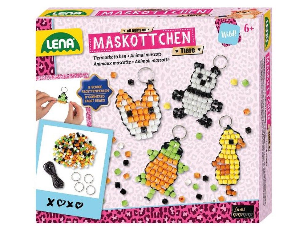 SIMM Spielwaren Kreativset Maskottchen Tiere Bastelset mit 250 Perlen