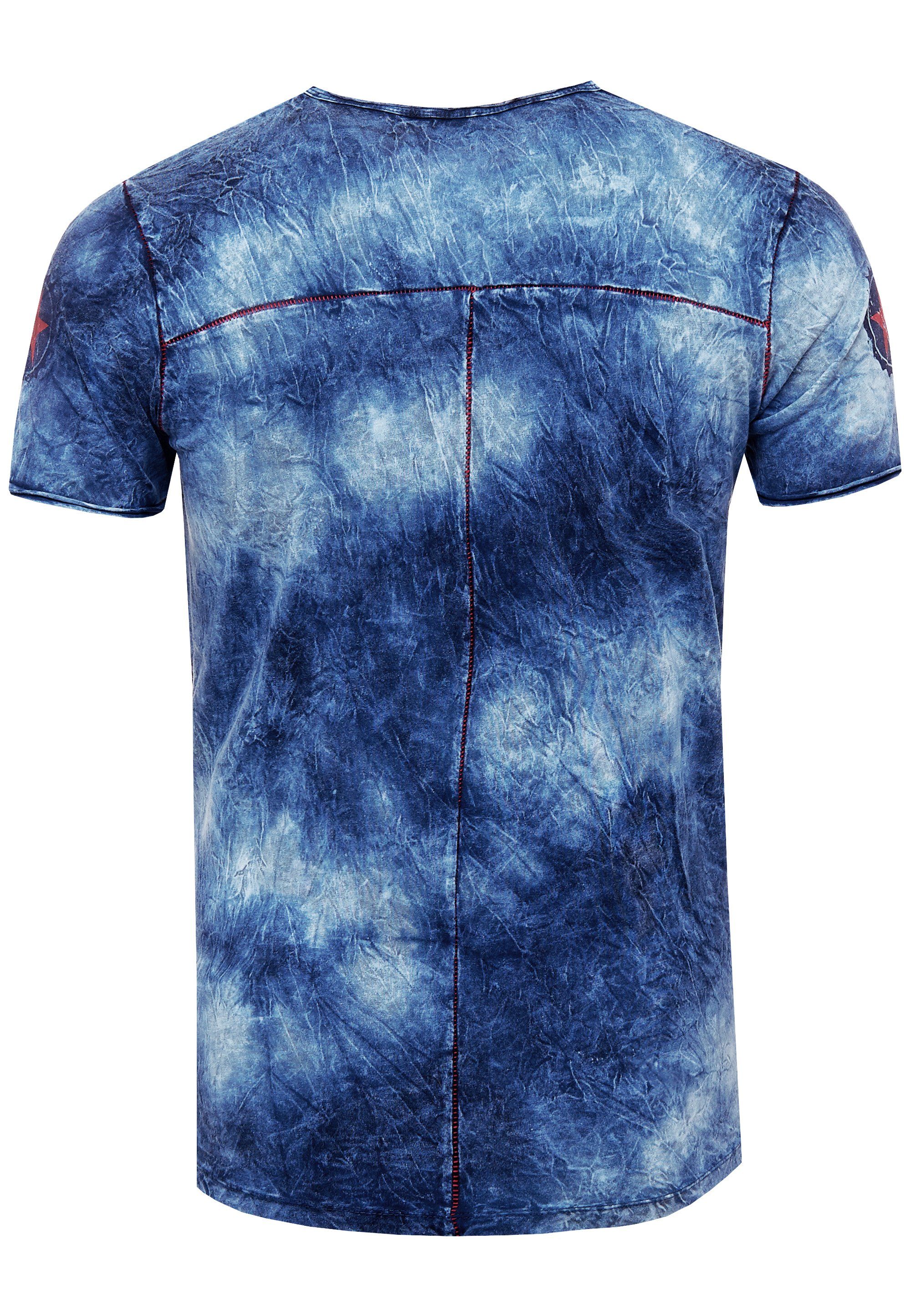 Batik-Optik indigo toller Rusty mit T-Shirt Neal