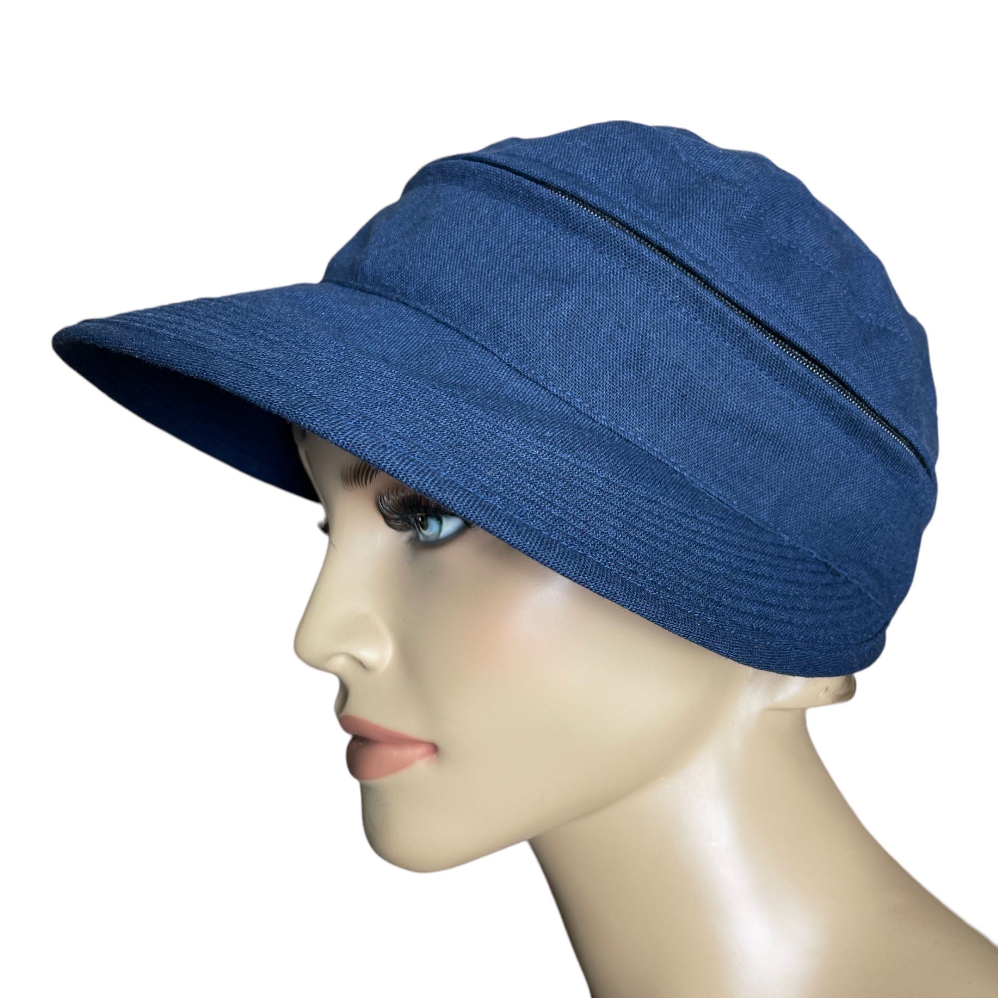 Taschen4life Sonnenhut Visor Cap 2in1 Sonnencap Basecap & Sonnenschutz in Einem, unisex, aus Leinen