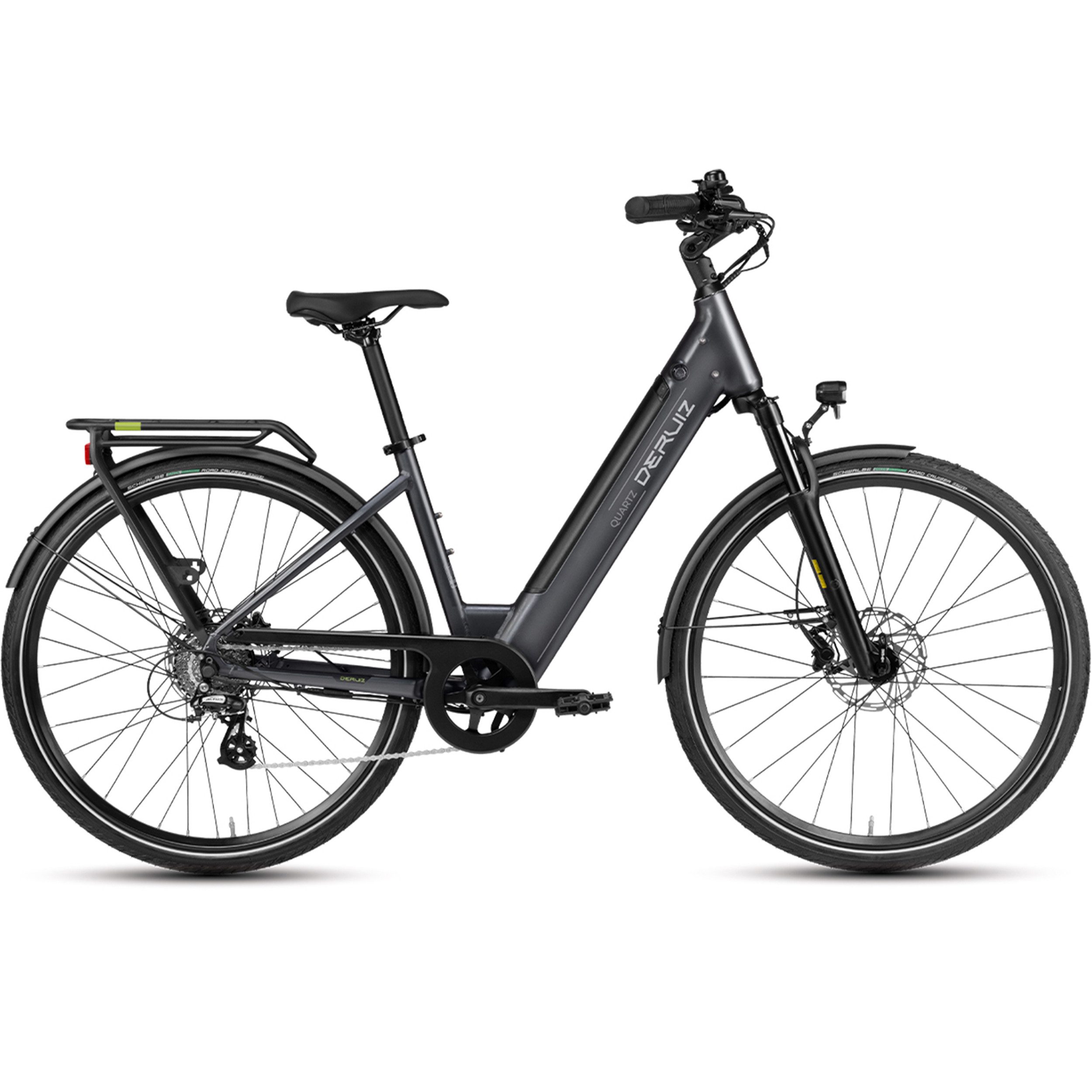 DERUIZ E-Bike Cityrad 28 Zoll, Elektrofahrrad für Damen & Herren, bis zu 161 km, 8 Gang Schiamano Altus RD-M310 Schaltwerk, Kettenschaltung, Heckmotor, 644,00 Wh, (Federgabel mit Lockout, Farb-LCD-Display mit Bluetooth, Drehmomentsensor), 5 Unterstützungsstufen / Anfahrhilfe, hydr. Scheibenbremse, RH: 44cm