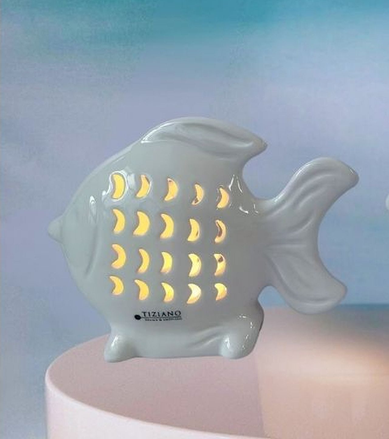 TIZIANO - DESIGN & EMOTIONS LED-Dekofigur LED Deko Fisch cremeweiß – maritimes Licht mit Timer 15/18 cm