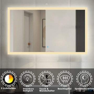 duschspa Badspiegel Wandspiegel mit LED Beleuchtung, 50-100 cm breit