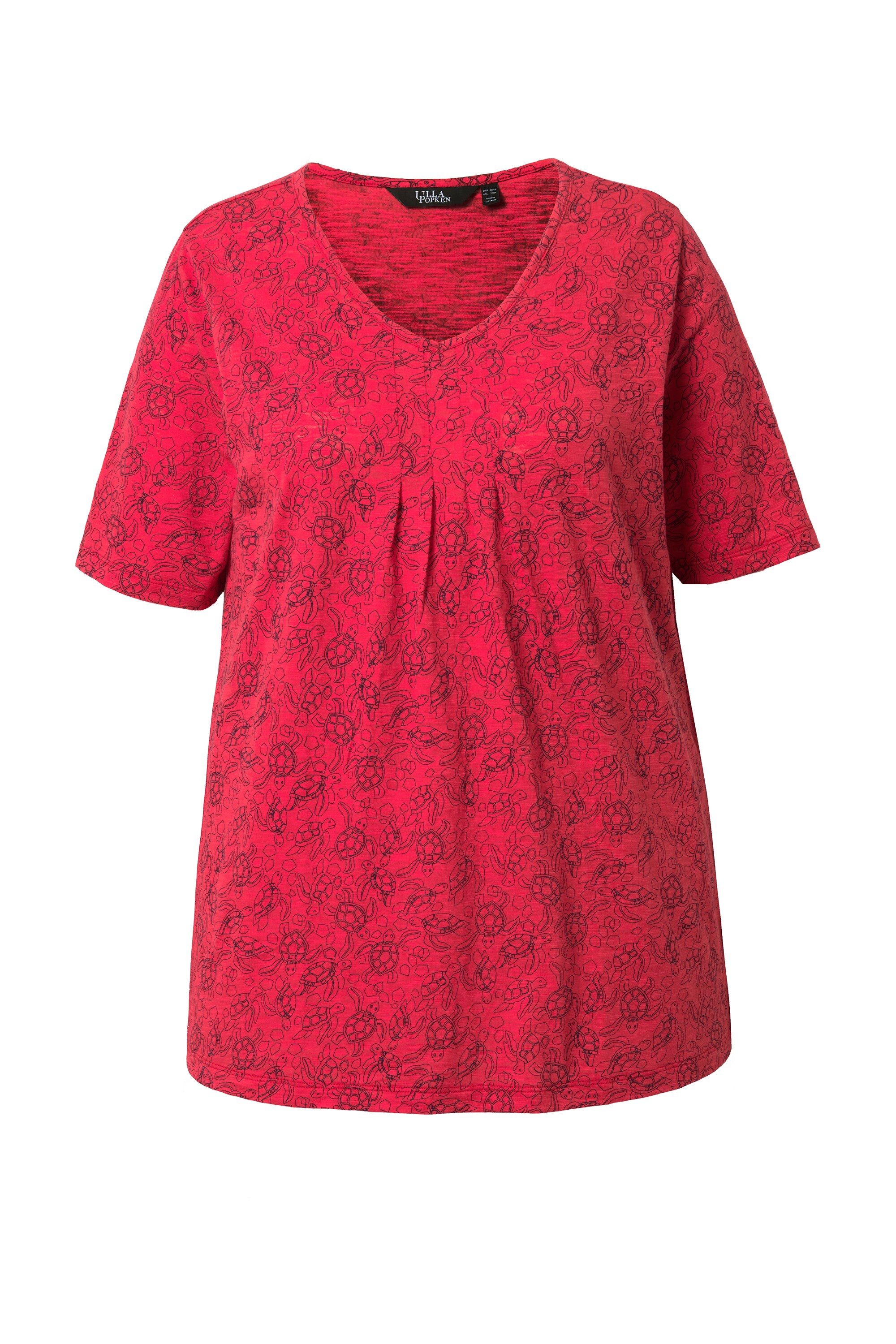 Ulla Popken T-Shirt T-Shirt Schildkröten A-Linie V-Ausschnitt Halbarm günstig online kaufen