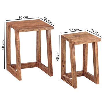 KADIMA DESIGN Beistelltisch 2 Set Massivholz Sheesham Satztisch eckig