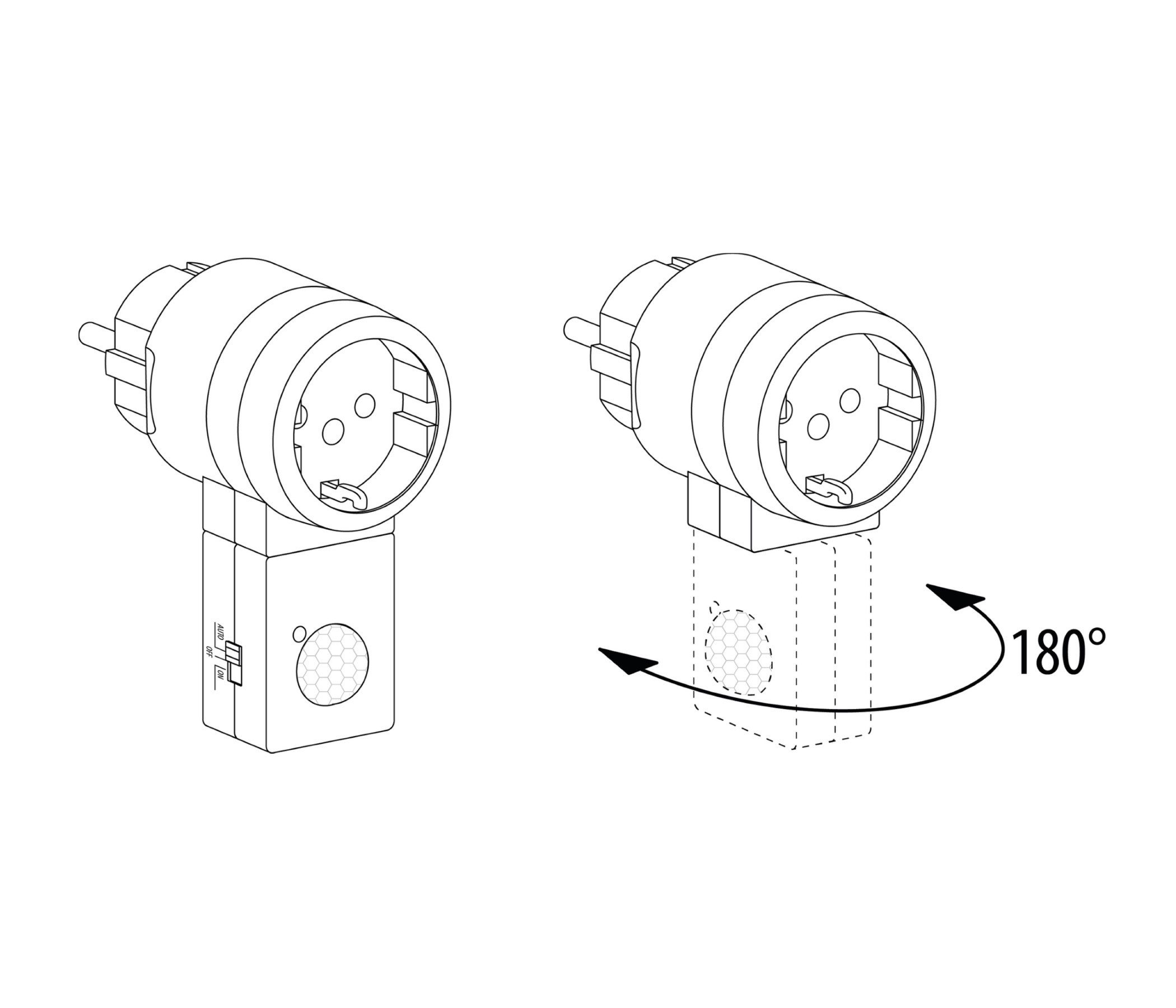 SEBSON Bewegungsmelder Zwischenstecker Bewegungsmelder - Schuko Stecker 230V programmierbar, (1-St), Schwenkbar, max. 1000W LED geeignet, Steckdosen-Adapter – Bild 5 von 5