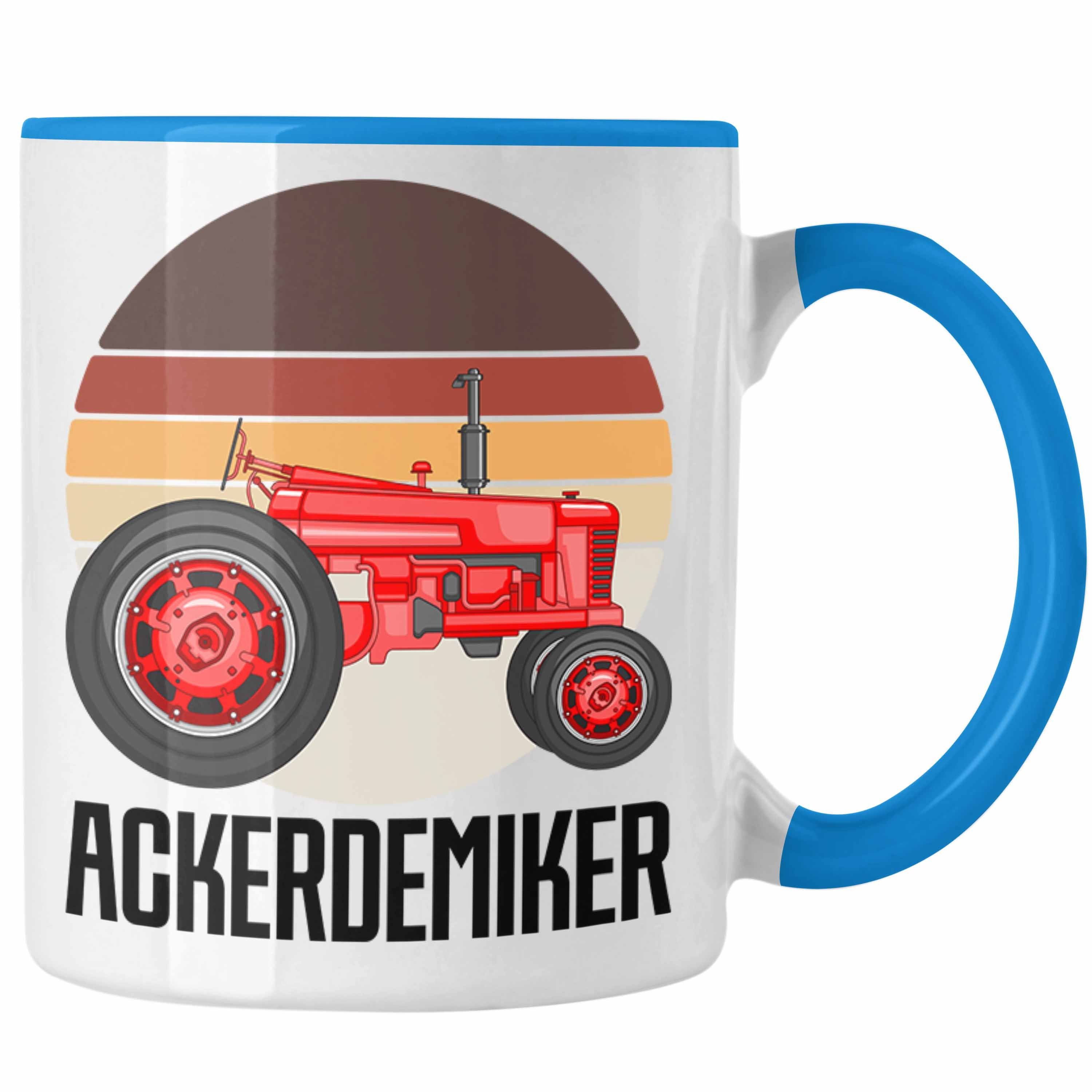 Trendation Tasse Ackerdemiker Tasse Geschenk für Landwirt Kaffee-Becher Geschenkidee Ba Blau