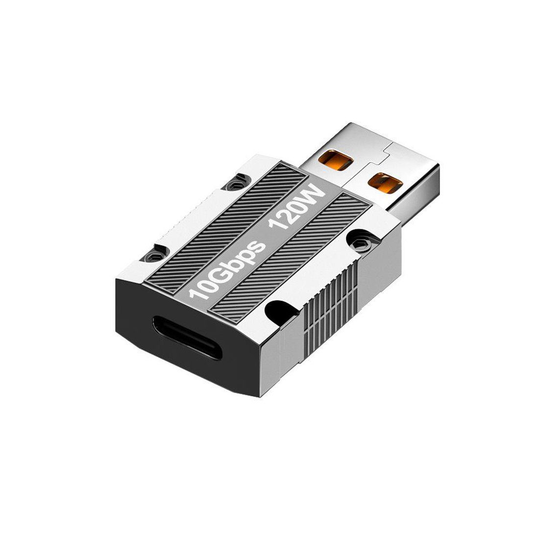 Bolwins C56 Adapter USB 3.0 zu Typ-C 10Gbps 120W Ladegerät Konverter Keyhole Computer-Adapter USB 3.0 Typ A Stecker zu USB 3.1 Typ C Buchse, 0 cm, 10Gb/s Datenübertragung, 120W Schnellladung, Zinklegierung, Plug&Play