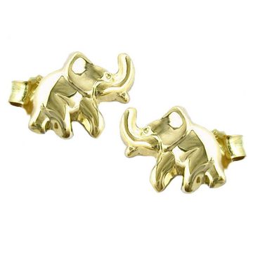 unbespielt Paar Ohrstecker Kinder Ohrstecker Elefant glänzend 375 Gold 9 Karat 7 x 10 mm inkl. Schmuckbox, Goldschmuck für Kinder