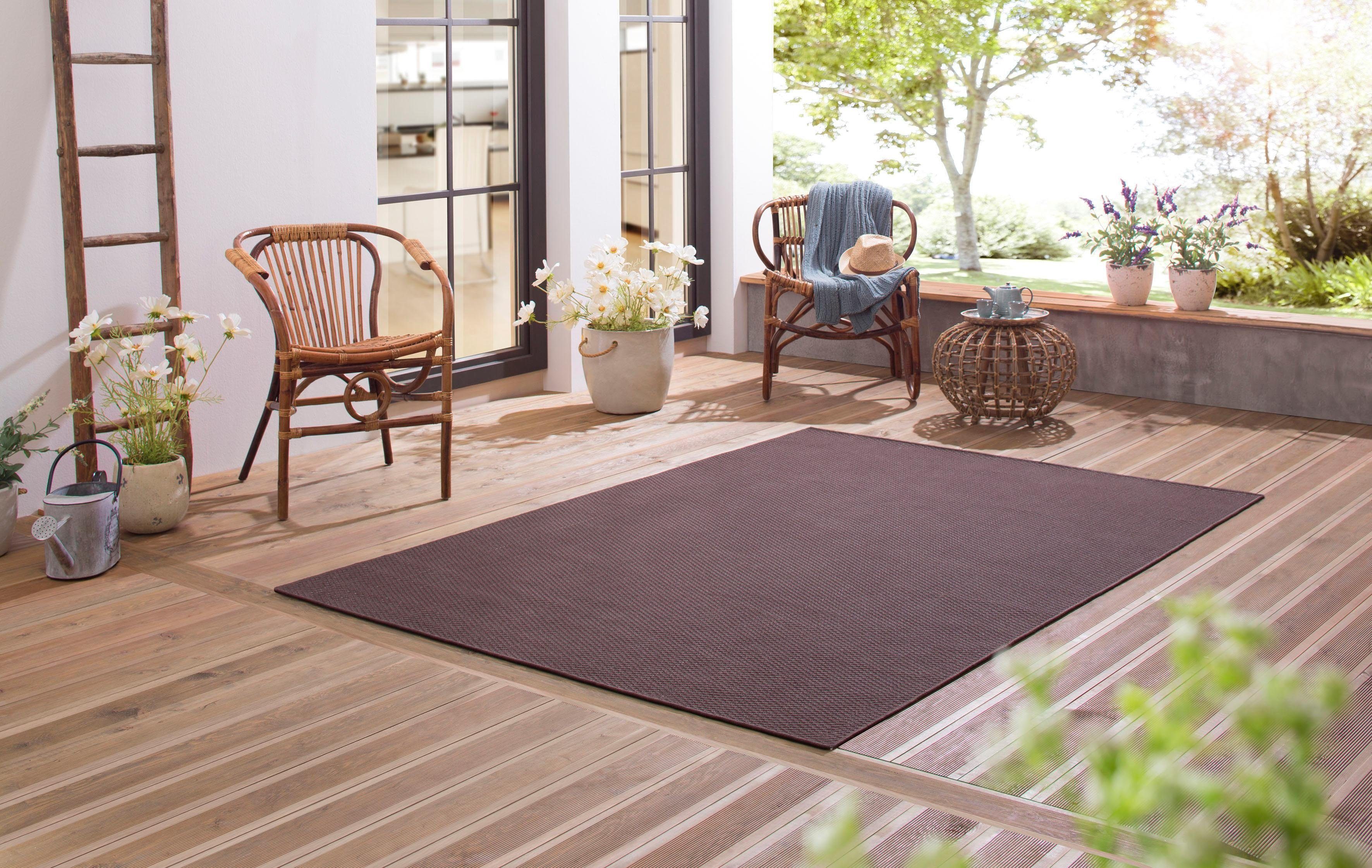 Teppich Rhodos, my home, rechteckig, Höhe: 3 mm, In-und Outdoor geeignet, Sisal-Optik, Wetterfest & UV-beständig braun
