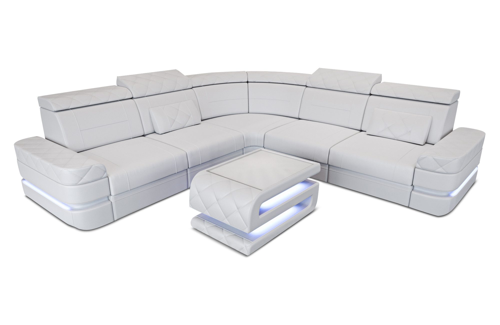Sofa Dreams Ecksofa Couch Sofa Leder Positano L Form Ledersofa, mit LED, mit Stauraum, Designersofa