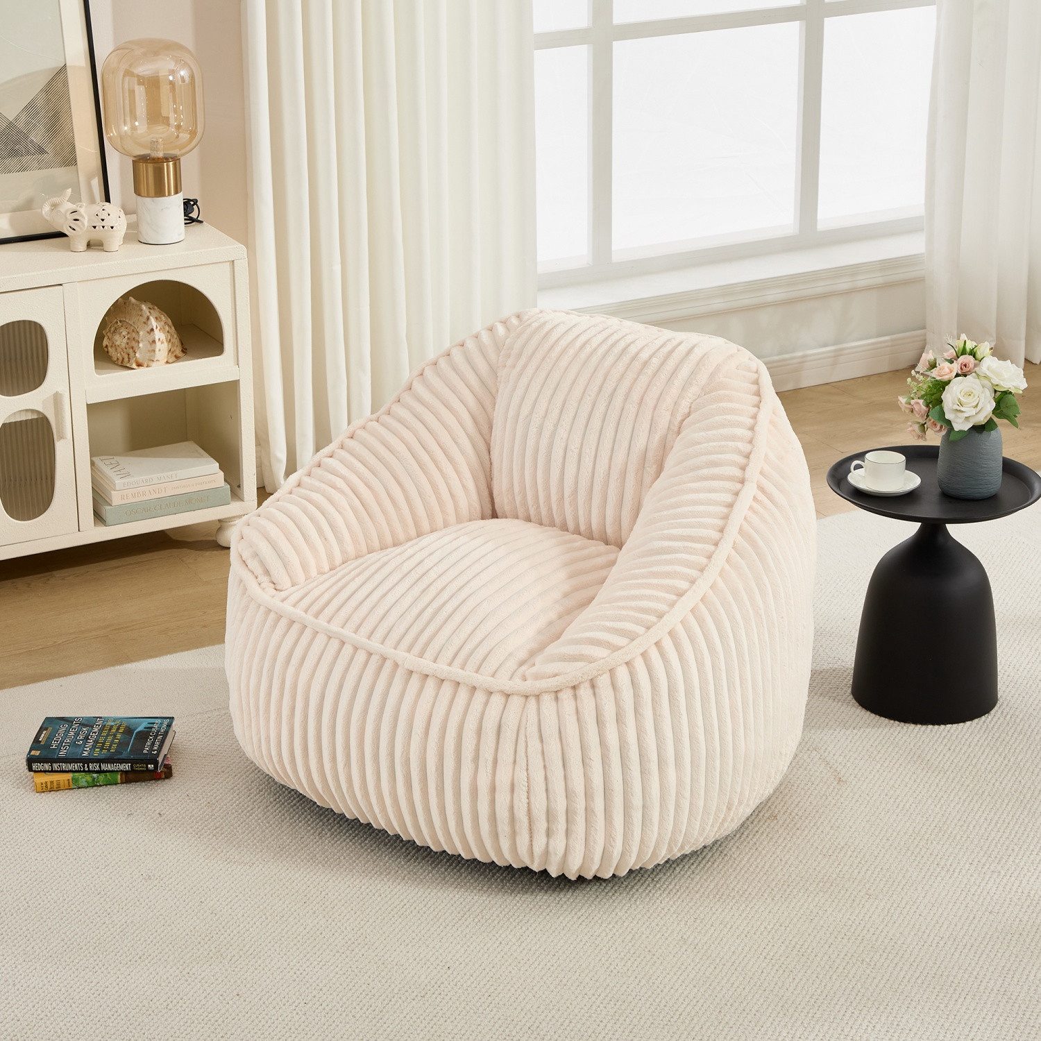 ANYSUN Sitzsack Loungesessel mit Rückenlehne, Memory-Schaum & Chenille für Erwachsene (1 Loungesessel), 92×98×73 cm, Sitzhöhe 43 cm, für Wohn-, Schlaf- & Lesezi – Bild 3 von 5