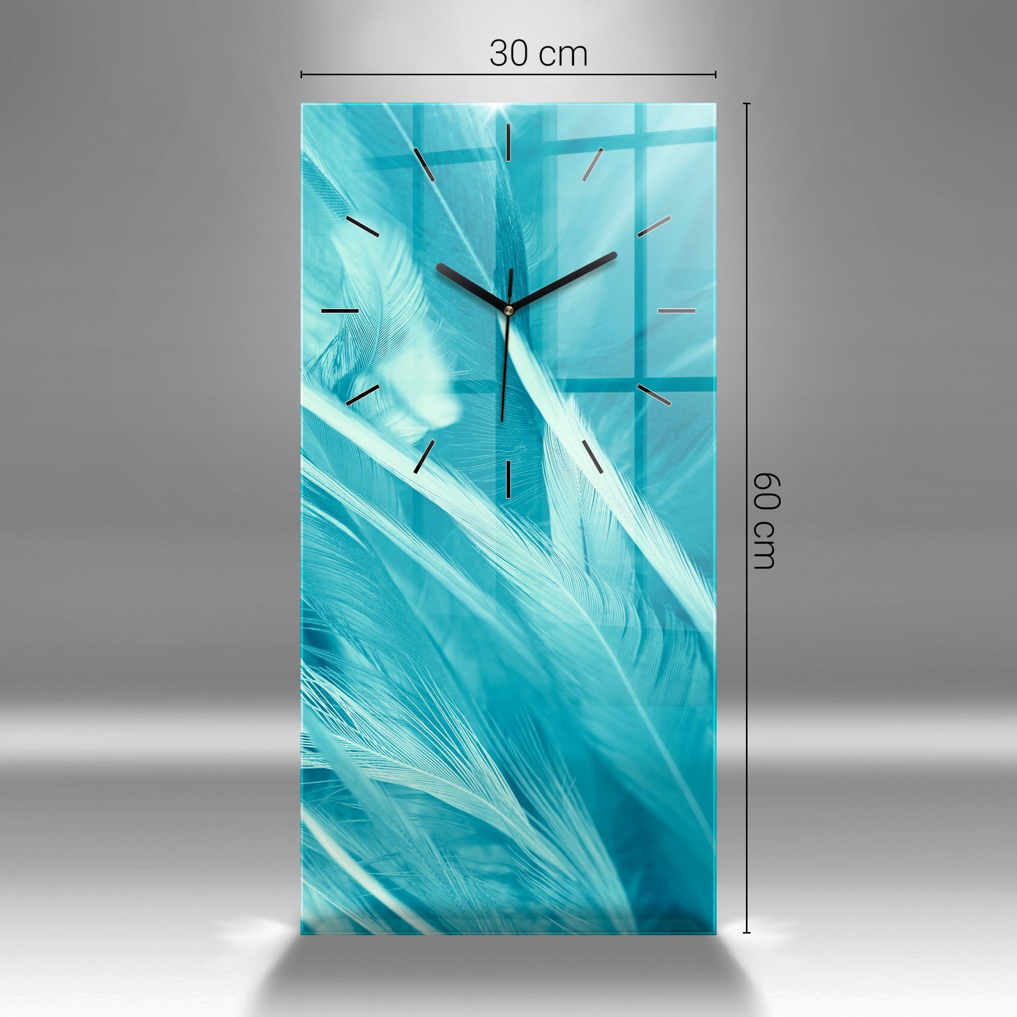 Tulup Wanduhr Glasuhr Rechteckige Wanduhr 30 x 60 cm Uhr aus Gehärtetem Glas