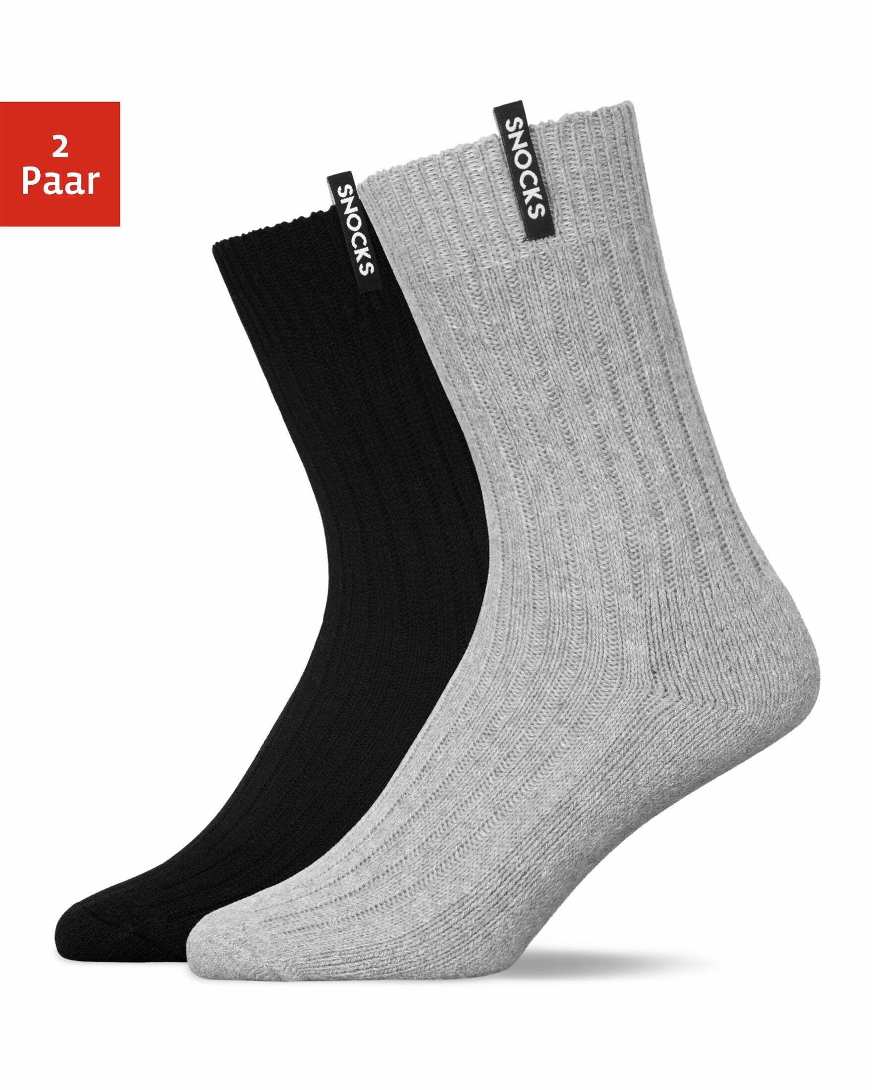 SNOCKS Thermosocken Wollsocken Damen Herren Wintersocken Stricksocken (2-Paar) aus warmem Material mit SNOCKS-Label