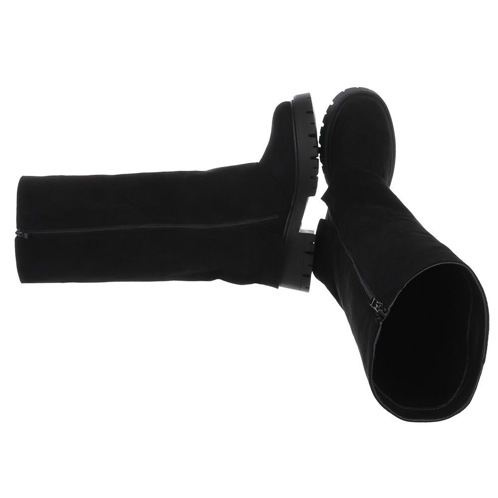 Ital-Design Stylische schwarze Stiefel mit Schnallen und Reißverschluss Pla günstig online kaufen