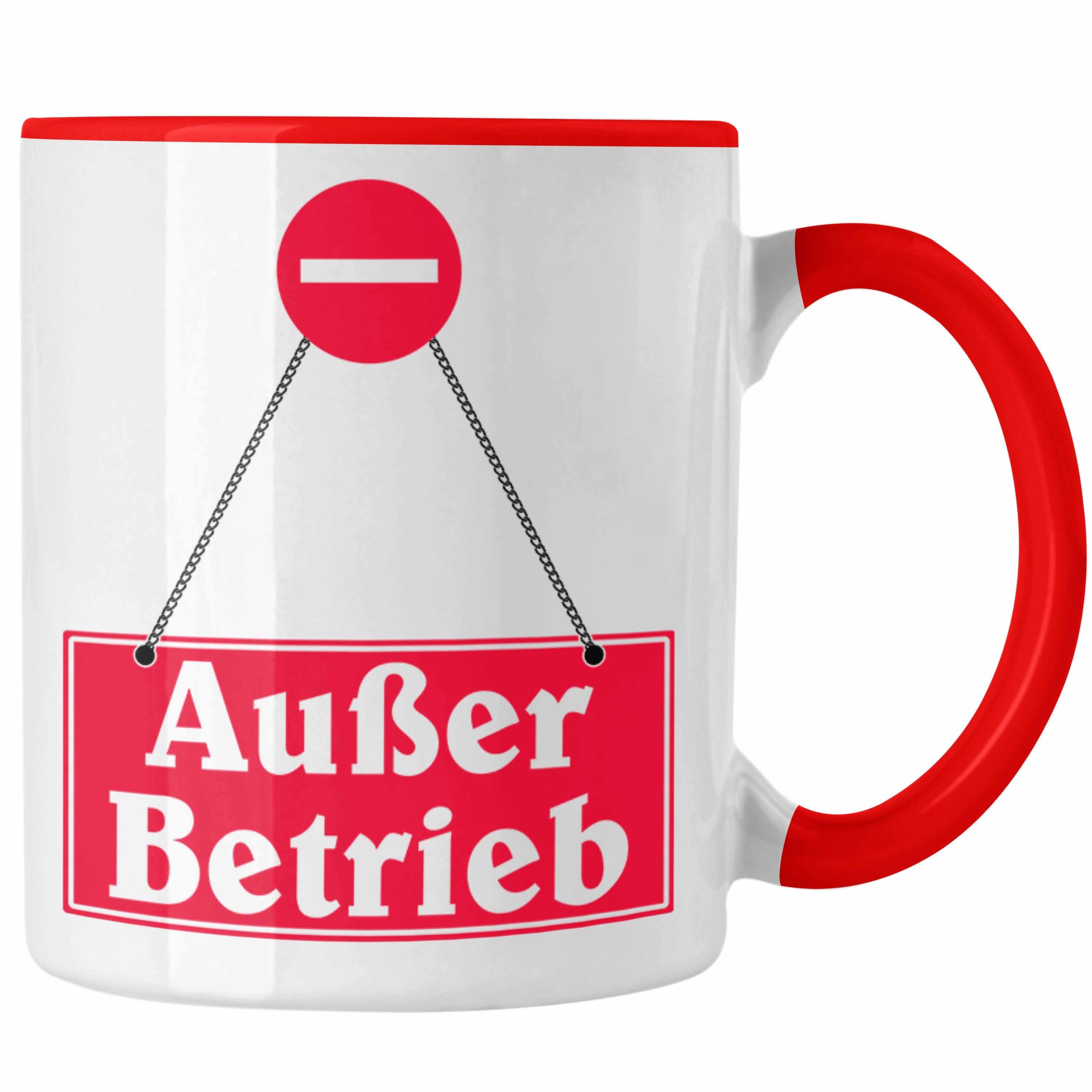 Trendation Tasse Außer Betrieb Tasse Geschenk Lustige Kaffeetasse Becher für Kollegin K Rot | Teetassen