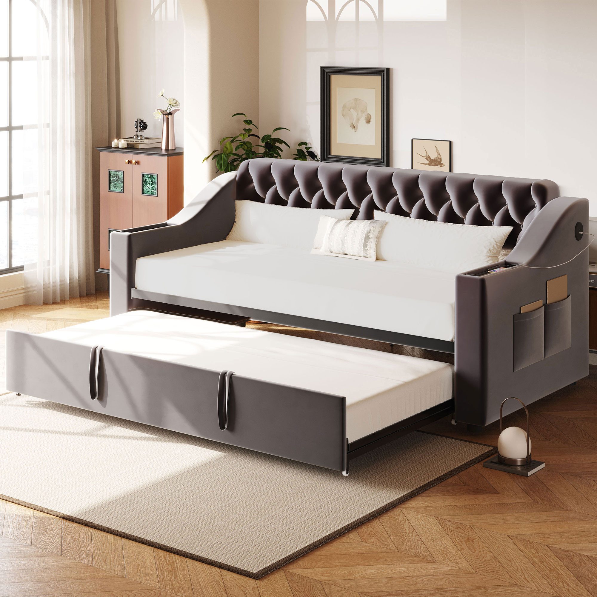 Flieks Polsterbett, Daybett mit Ausziehbett 90/180x190cm günstig online kaufen