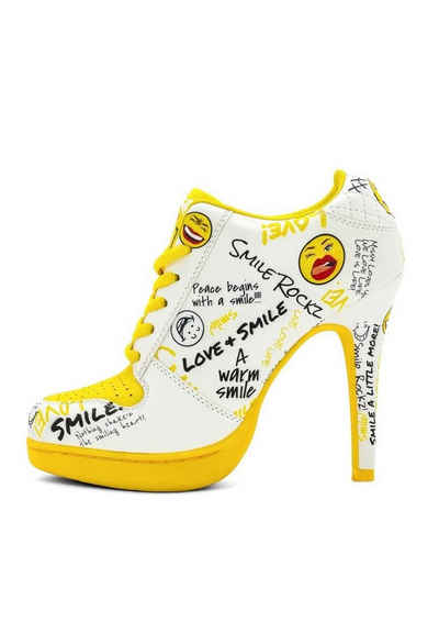 Missy Rockz SMILE'Z white / sunny yellow High-Heel-Stiefelette Absatzhöhe: 10,5 cm