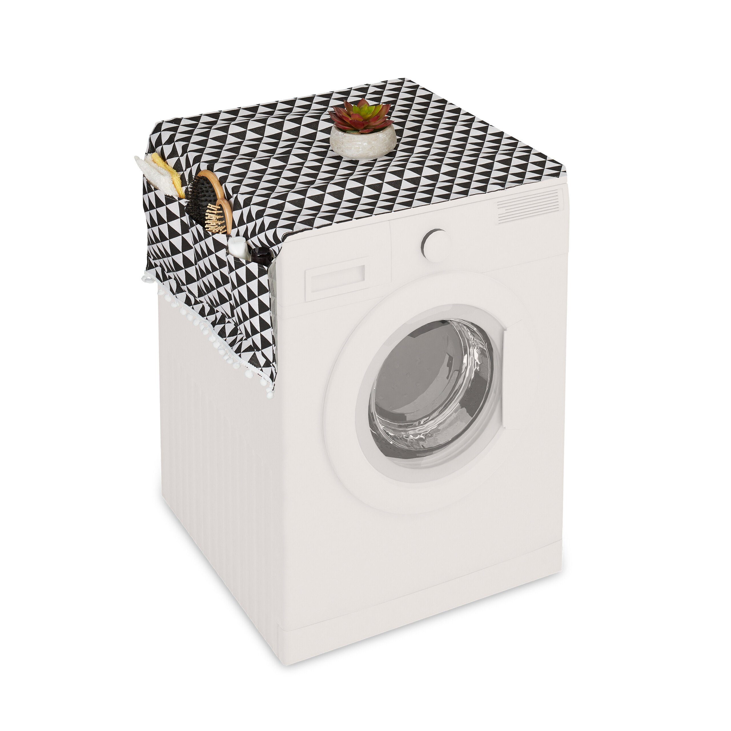 relaxdays Antirutschmatte Waschmaschinenauflage mit Taschen