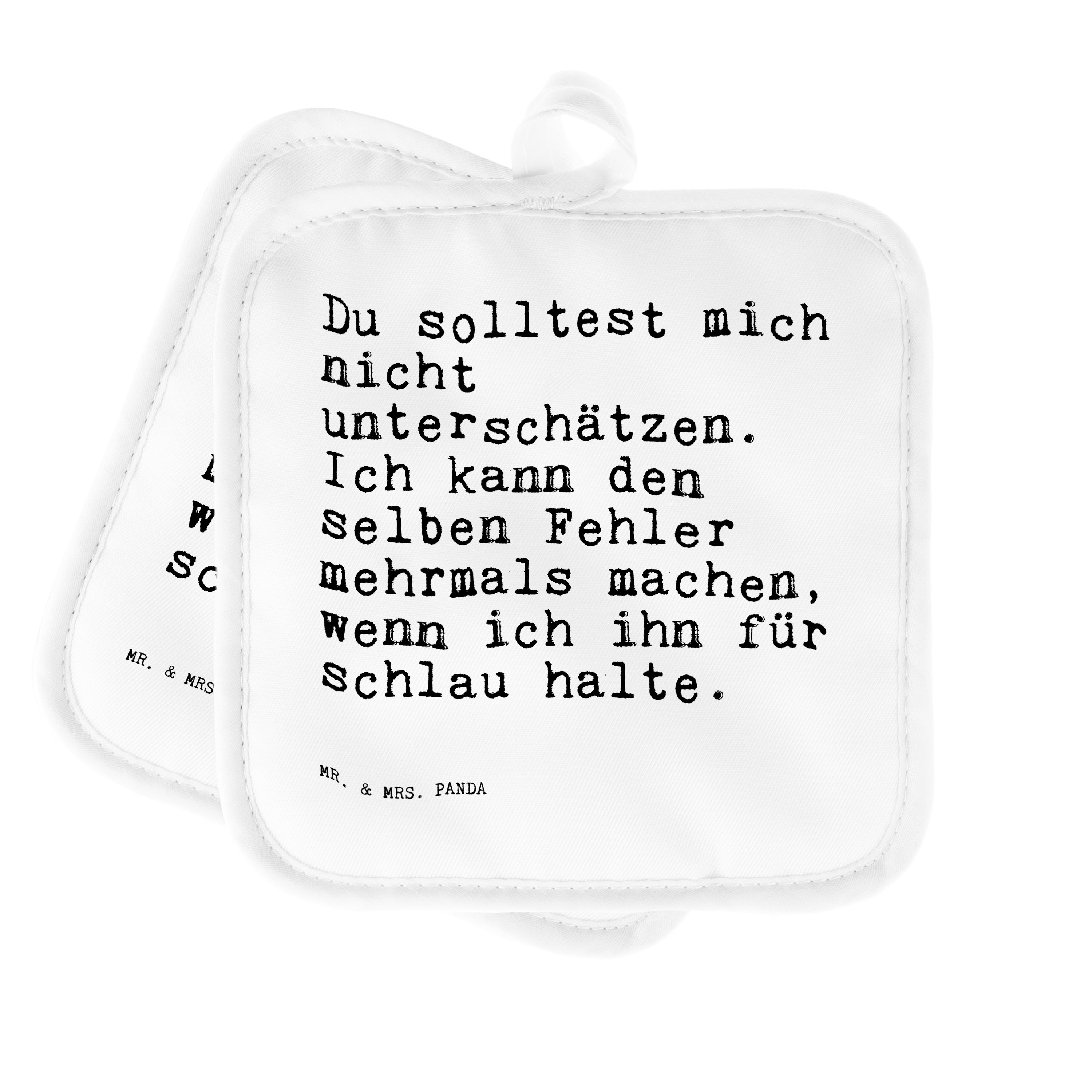 Mr. & Mrs. Panda Topflappen Du solltest mich nicht..., Topflappen, Weiß, Kochlappen, Topflappen S, (Packung), Topflappen im Doppelpack Kochlappen Doppel Topflappen
