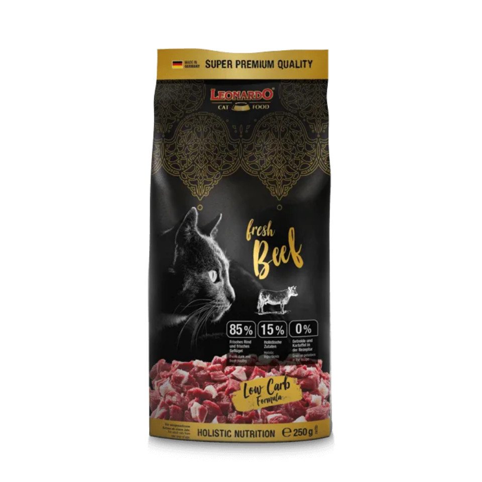 Leonardo Catfood Fresh Beef & Poultry - getreidefreies Trockenfutter mit 85% Fleisch, Trockenfutter für: Katzen