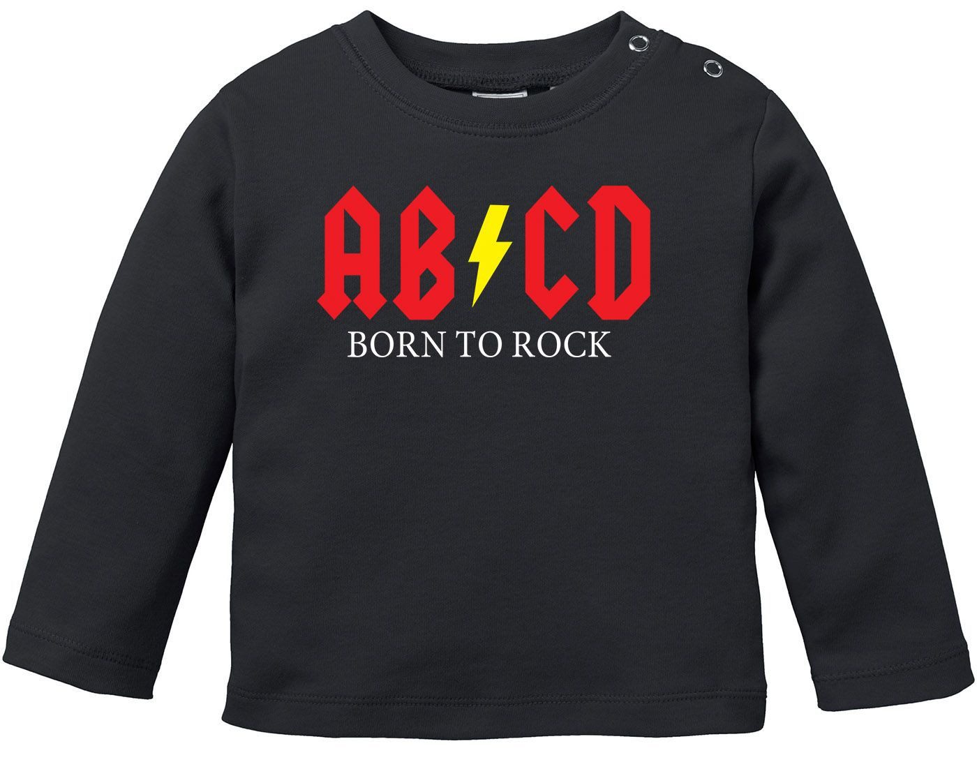 Rundhalsshirt Baby Langarmshirt Babyshirt Born to Rock ABCD Hardrock Jungen Mädchen