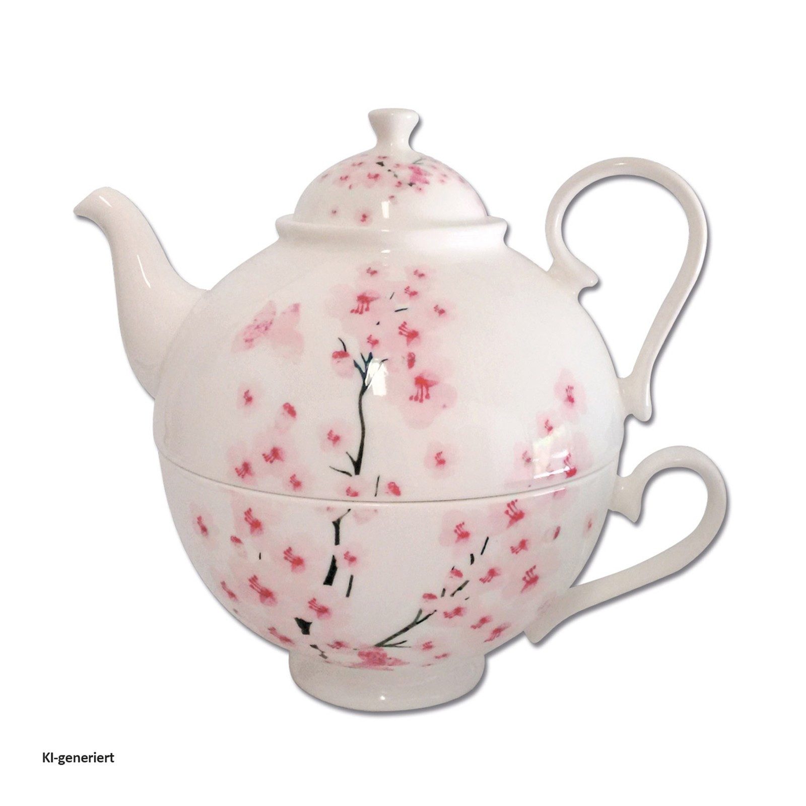 Jameson + Tailor Teekanne Tea for One Klassik Kirschblüte, 0.5 l, (Stück, 1-St), Set Teekanne Teetasse