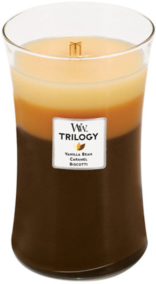 Woodwick Duftkerze Hourglass Trilogy Large - Café Sweets (1-tlg), im Glas