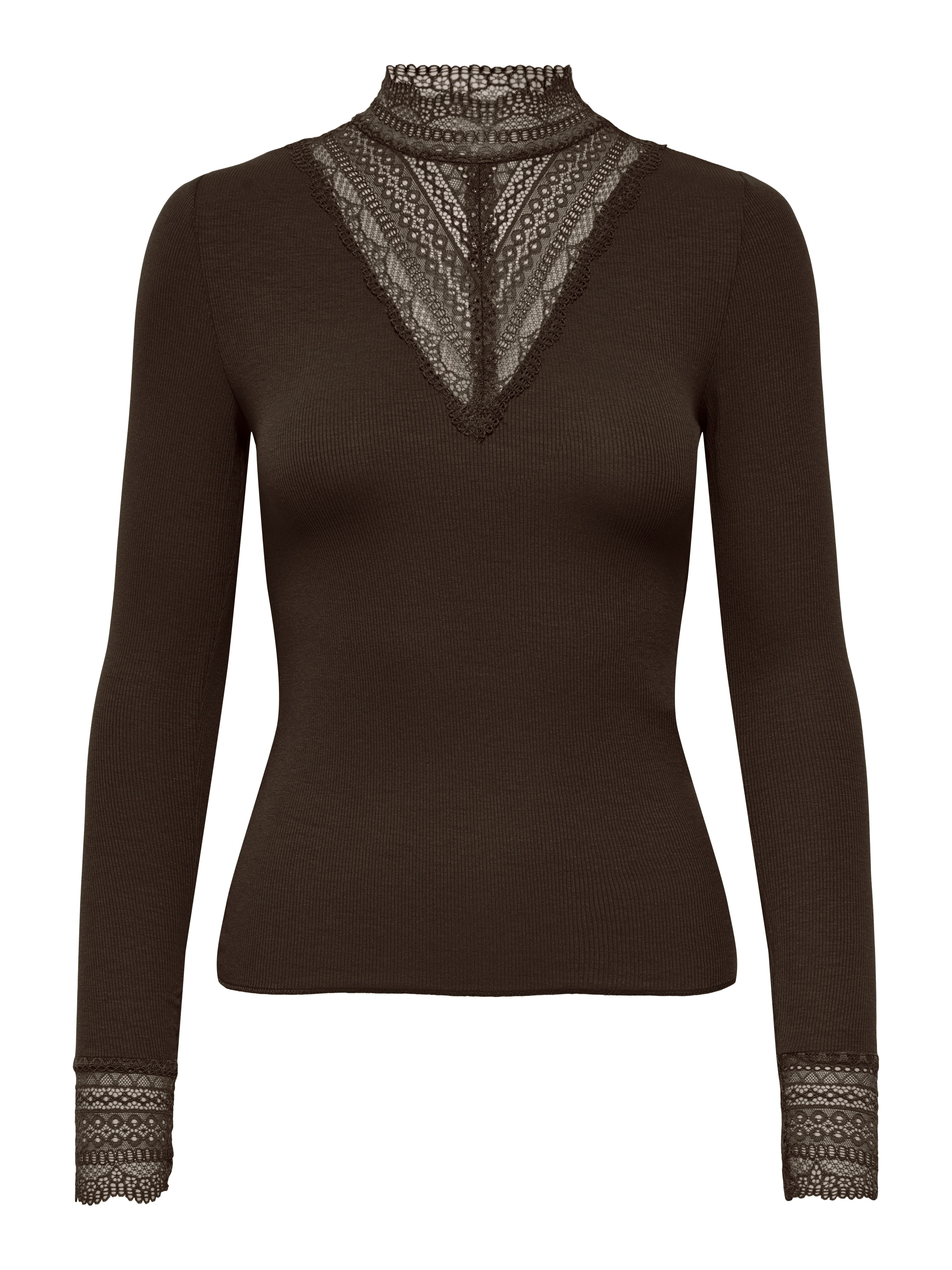 ONLY Spitzenshirt ONLTILDE L/S HIGH NECK LACE TOP JRS Viskosemischung, mit Spitze