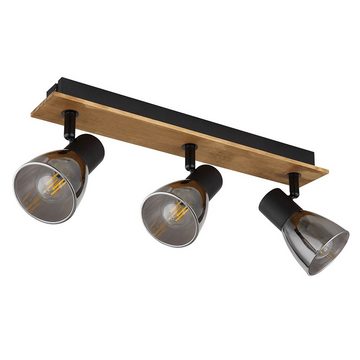 etc-shop LED Deckenspot, Leuchtmittel nicht inklusive, Deckenlampe 3 flammig schwarz Deckenleuchte Holz