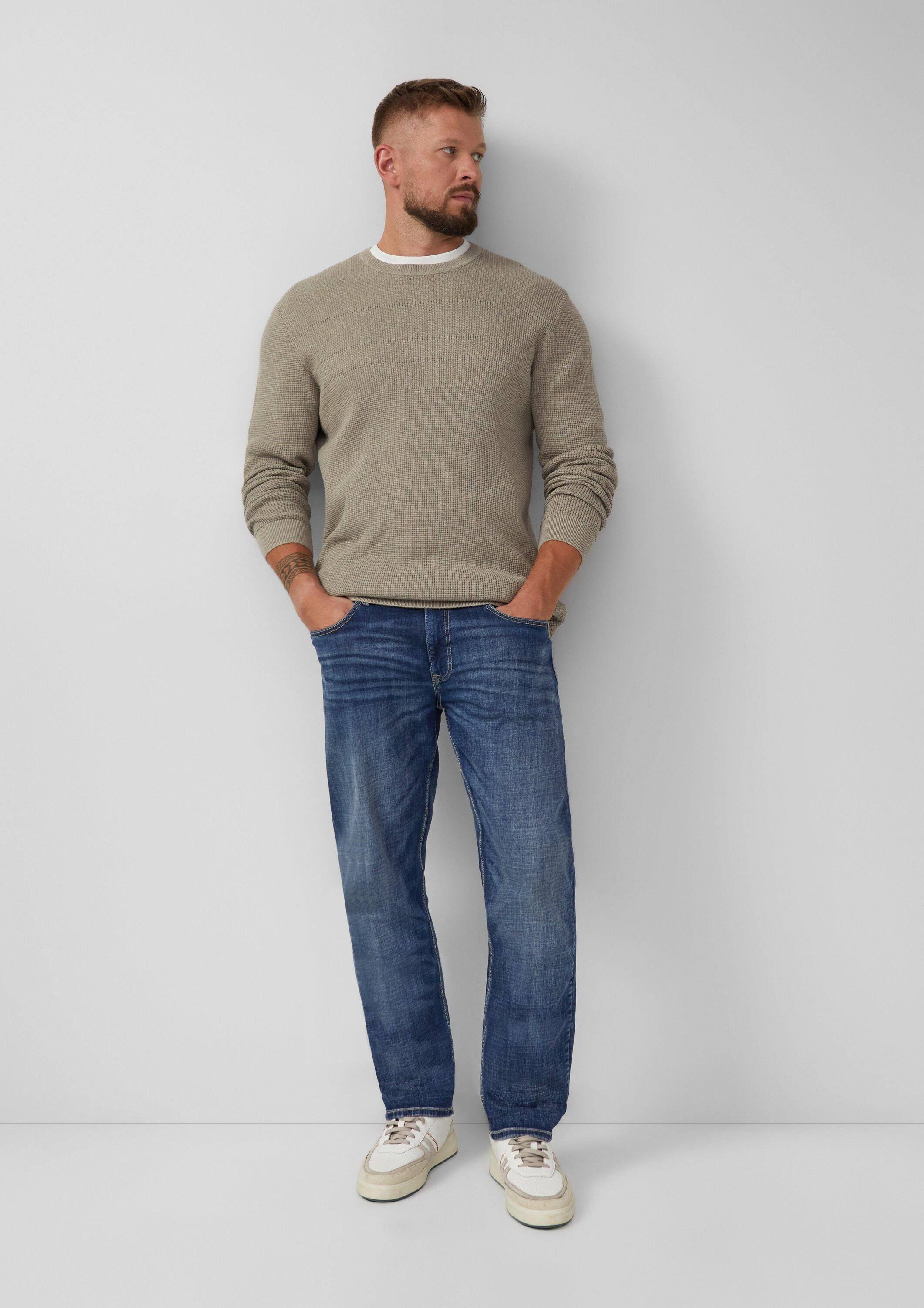 s.Oliver Longpullover Strickpullover Strukturmix-Pullover aus reiner Baumwolle