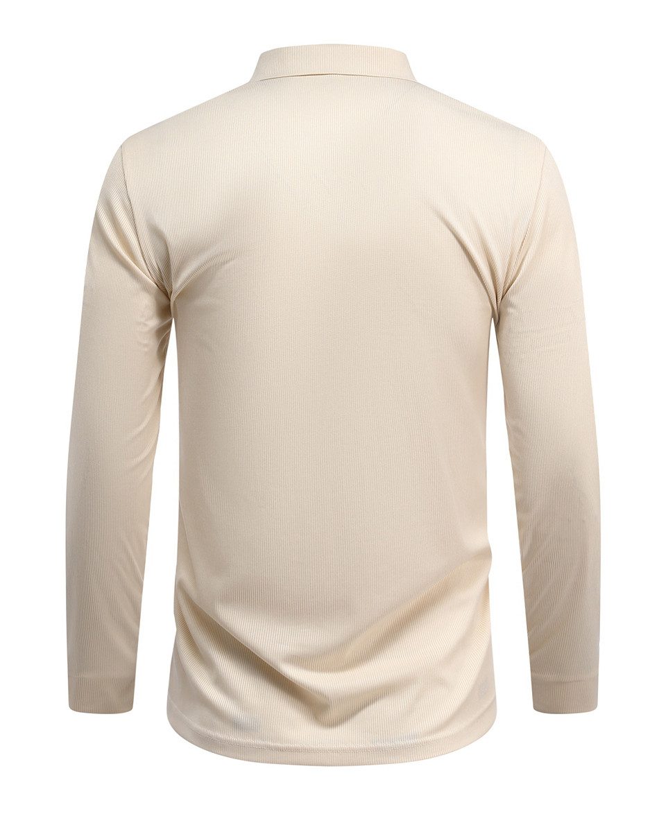 Allthemen Langarm-Poloshirt mit Reißverschluss Herren Poloshirt unifarben günstig online kaufen