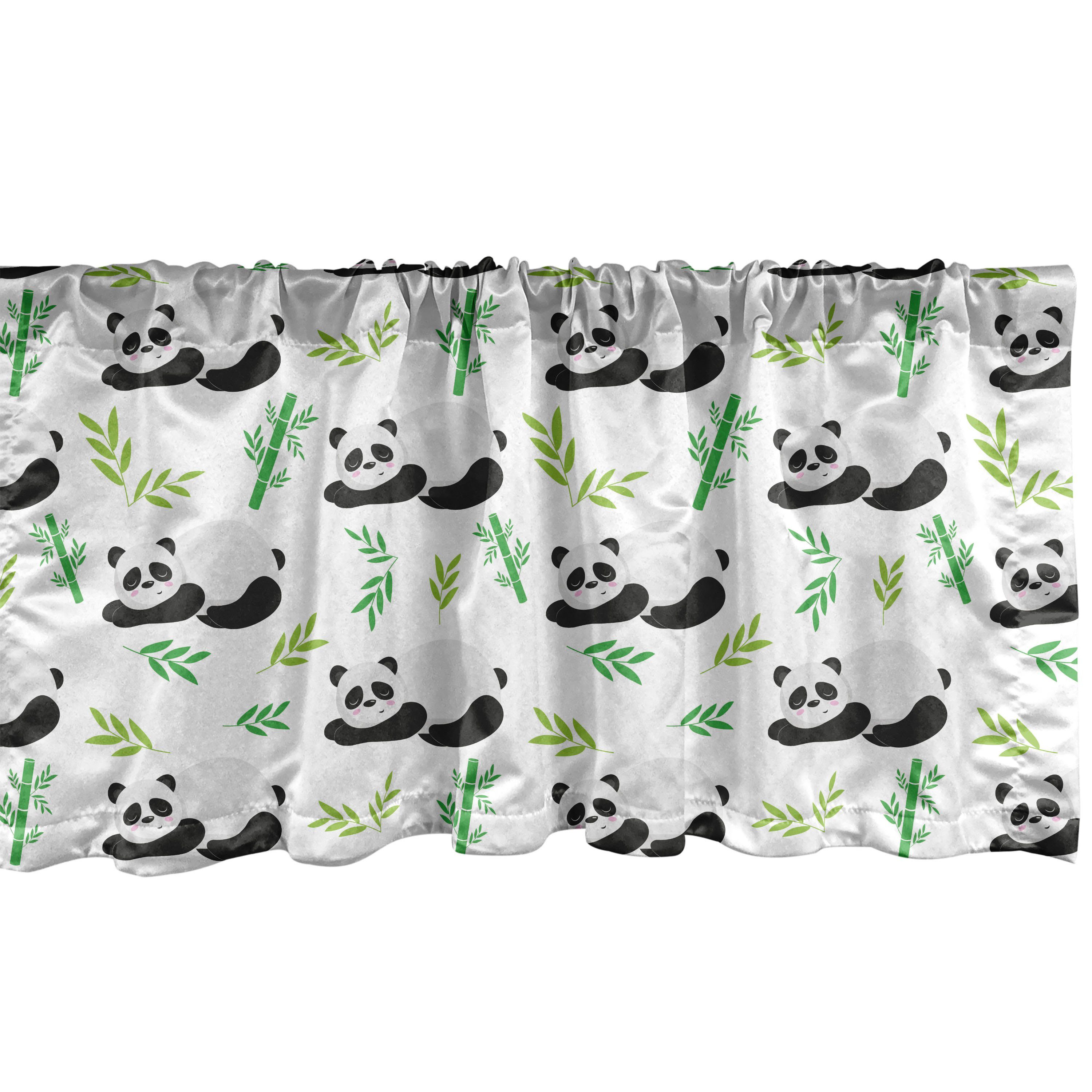 Scheibengardine Vorhang Volant für Schlafzimmer mit Abakuhaus, Küche Stangentasche, Kräutern Dekor Panda Sleeping Microfaser, Bambus Tiere
