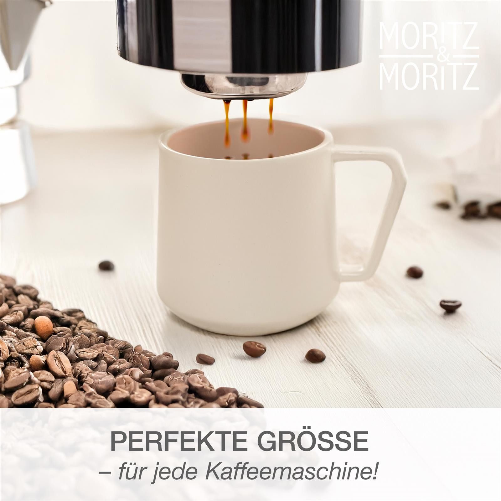 Moritz & Moritz Geschirr-Set CAVO Kaffeebecher - Almond (6-tlg), Steinzeug, Spülmaschinengeeignet – Bild 5 von 5
