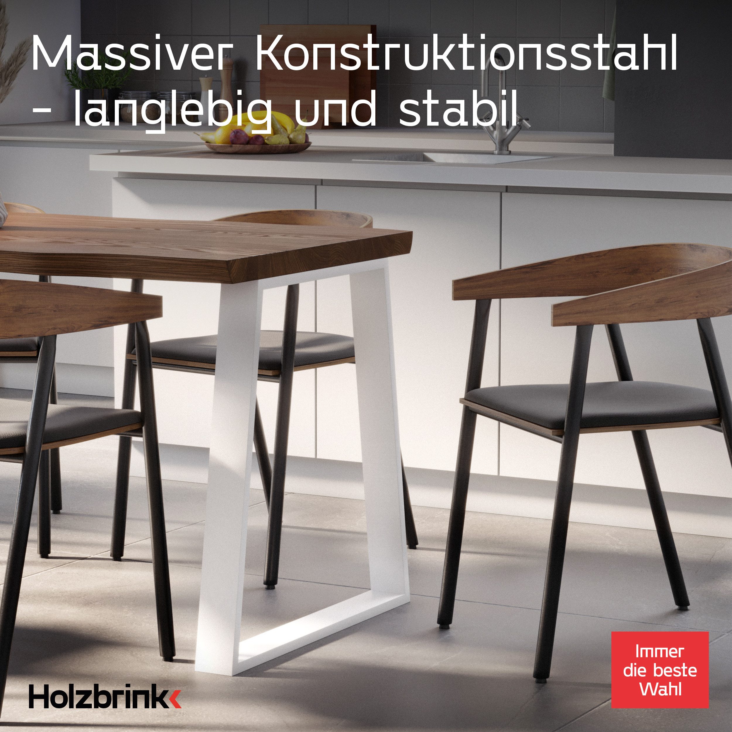 HOLZBRINK Tischbein Tischgestell Möbelfüße Tischuntergestell inkl. Bodenschoner HLT-20, Tischkufen Industriestahl pulverbeschichtet