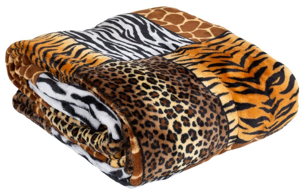 Wohndecke Tiermotiv Afrika flauschig weiche Kuscheldecke, Trendyshop365, 15 günstig online kaufen