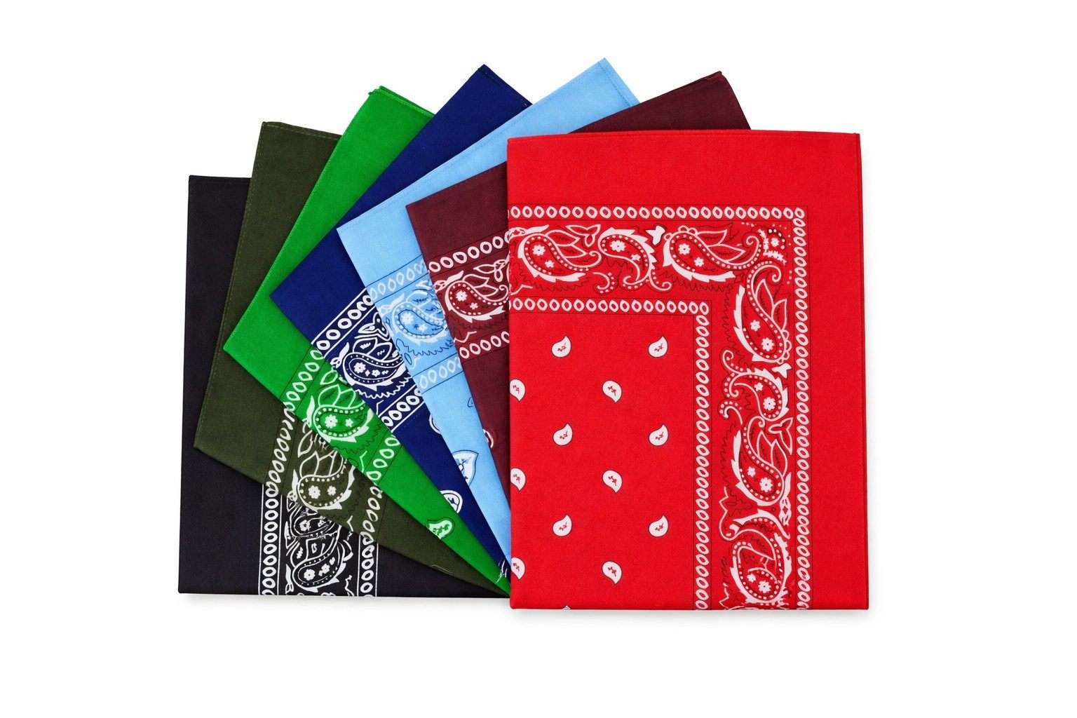 Cassandra Accessoires Bandana Tuch aus Baumwolle, (7-St), - Klassisches Paisley Halstuch, Kopftuch, Accessoire