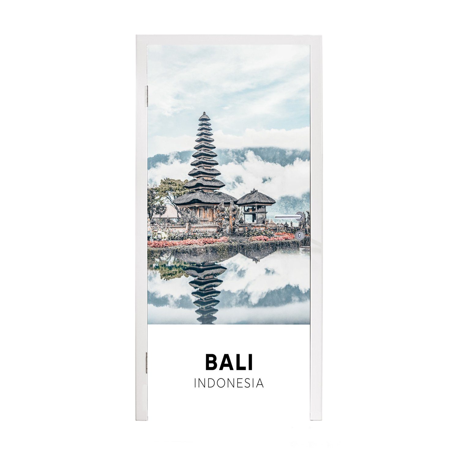 Matt, Türtapete Türaufkleber, 75x205 St), cm Indonesien MuchoWow - - (1 Tür, Wasser, bedruckt, Bali für Fototapete
