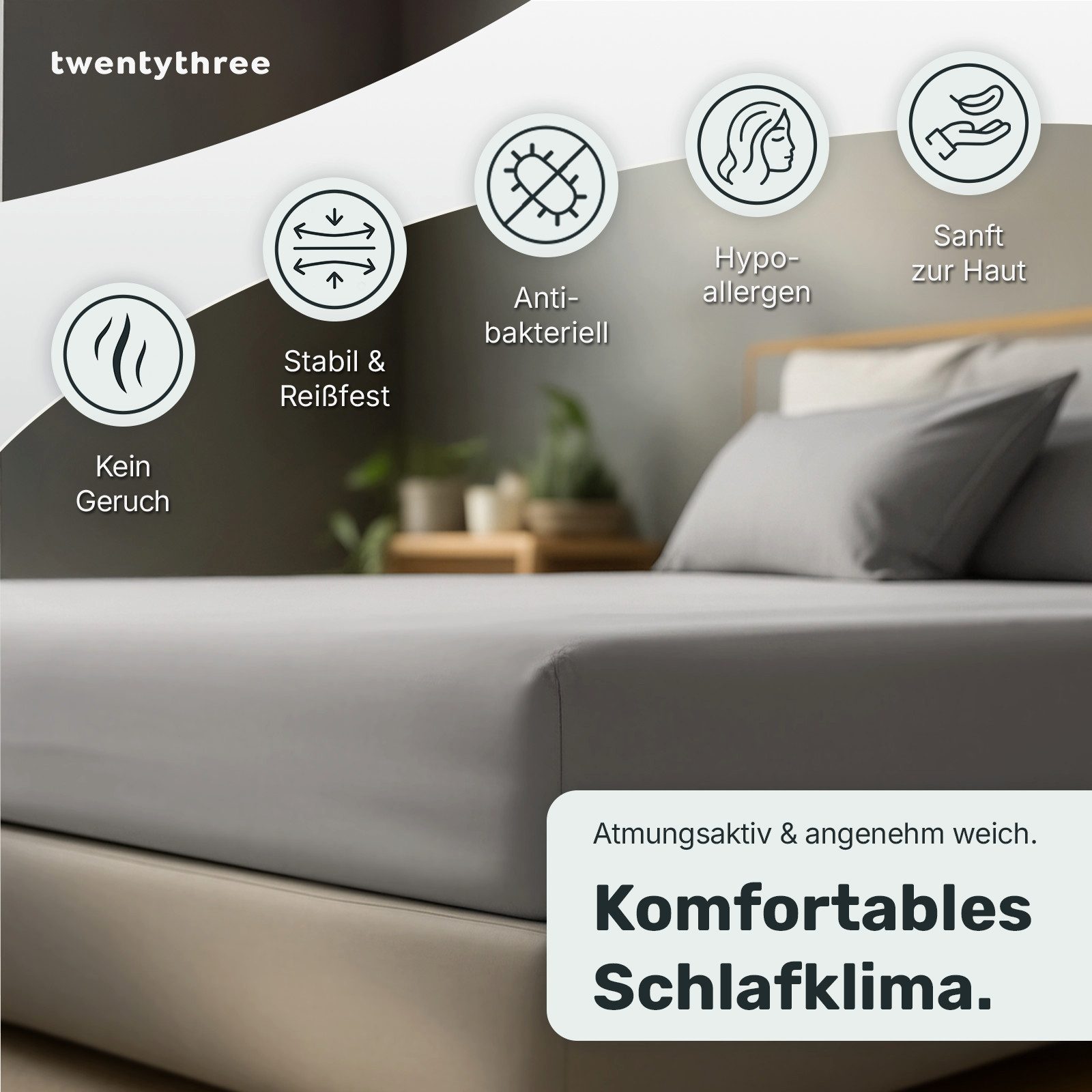 twenty:three® Bettlaken Lyocell Spannbettlaken Light Gray, günstig online kaufen