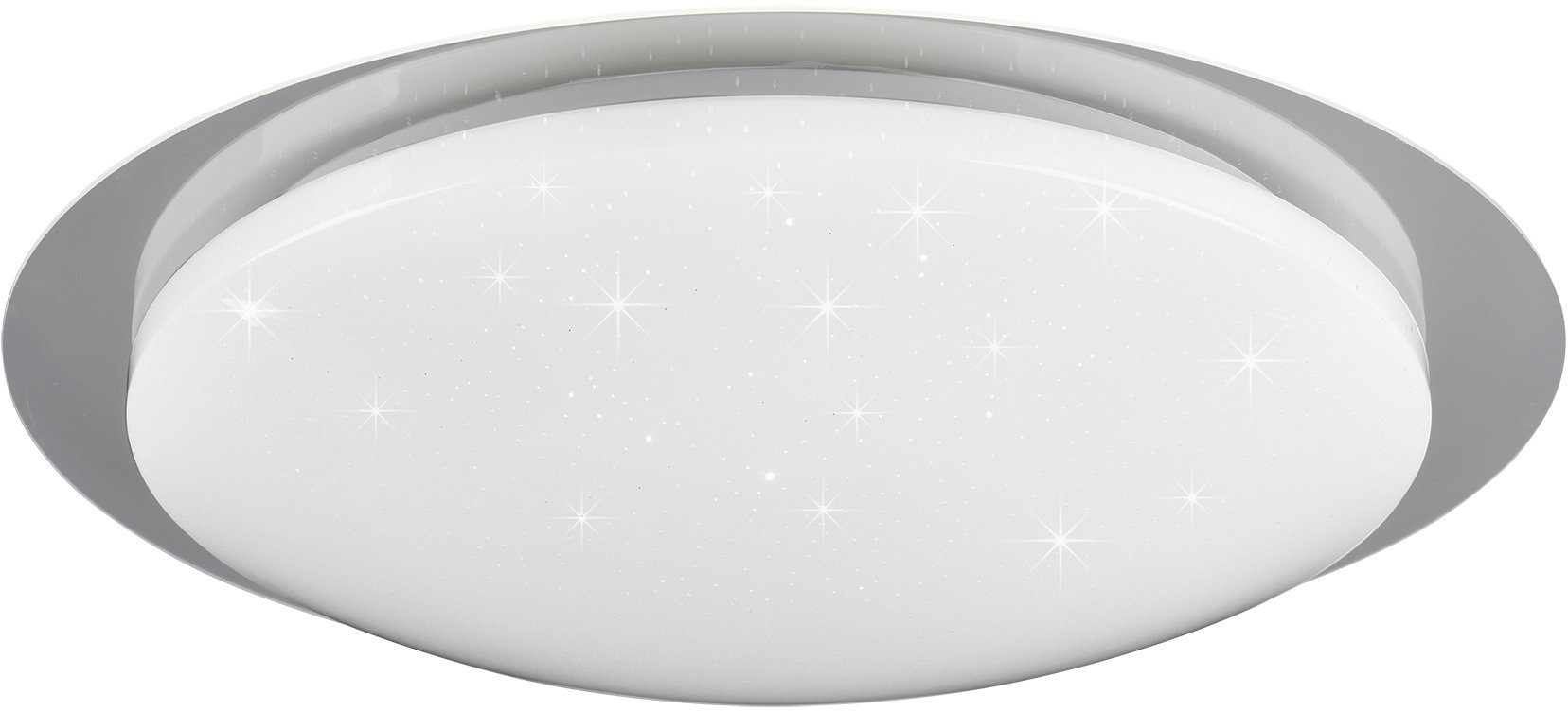 TRIO Leuchten LED getrennt fest Helligkeitsstufen, LED cm Deckenleuchte mit integriert, Dimmer, Farbwechsler, mehrere Ø 48 Fernbed., Backlight, RGB Starlight-Effekt, schaltbar, Dimmer Joleen, inkl