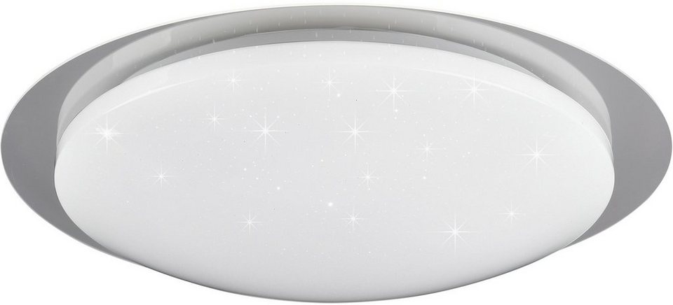 TRIO Leuchten LED Deckenleuchte Joleen, Dimmer, getrennt schaltbar, mehrere  Helligkeitsstufen, LED fest integriert, Farbwechsler, Ø 48 cm mit RGB  Backlight, Starlight-Effekt, inkl. Fernbed., Dimmer