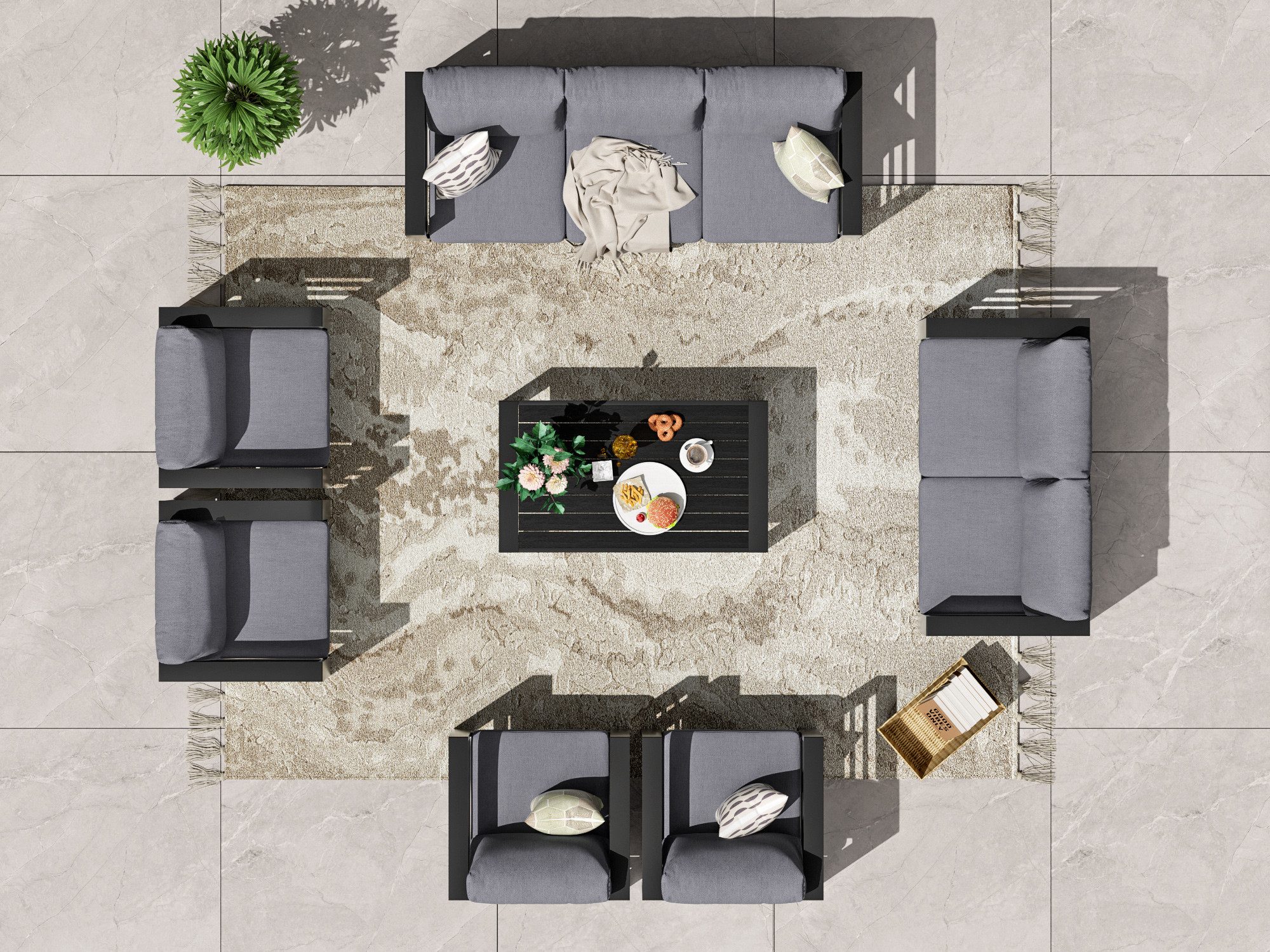 MeXo Gartenlounge-Set Terrassenmöbel Set 8-10 Personen Aluminium outdoor we günstig online kaufen