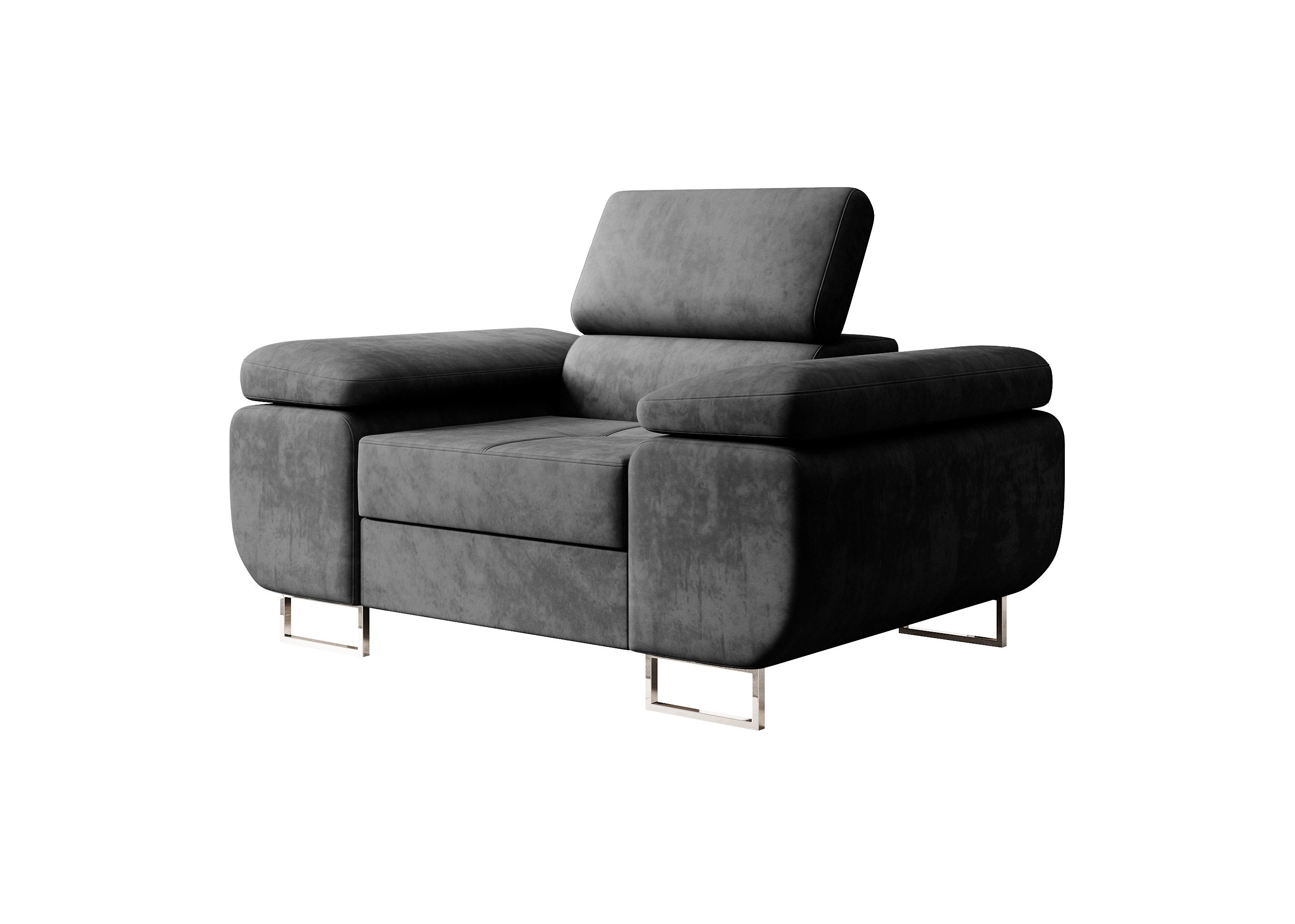 M-Punkt24 Big-Sofa Miami, mit verstellbaren Kopfstützen, Anthrazit, Grau, m günstig online kaufen